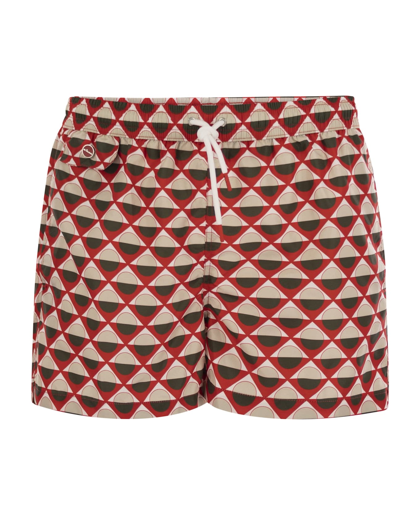 Kiton Patterned Beach Boxers - White/red