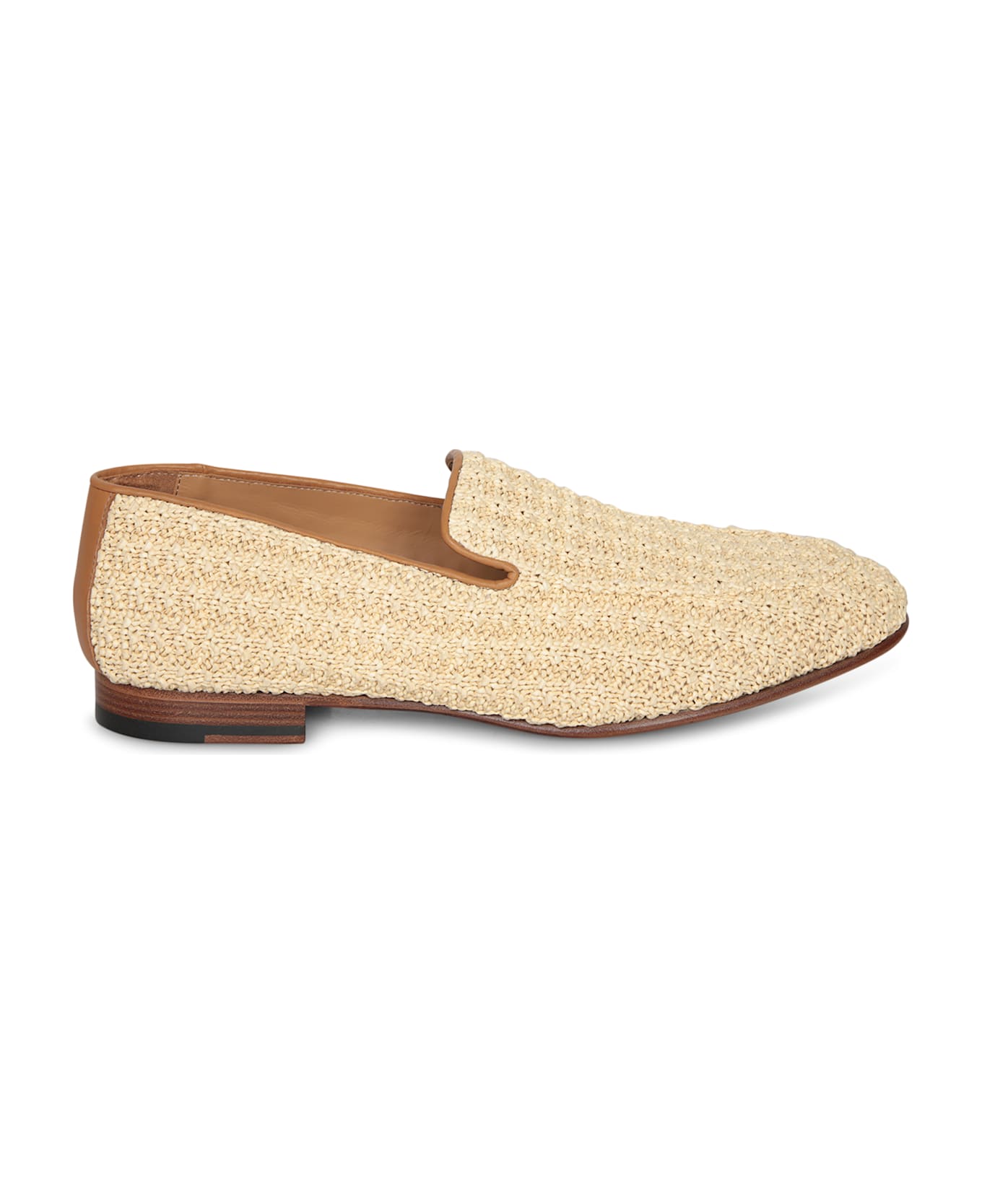 Canali Beige Raffia Loafer - Beige