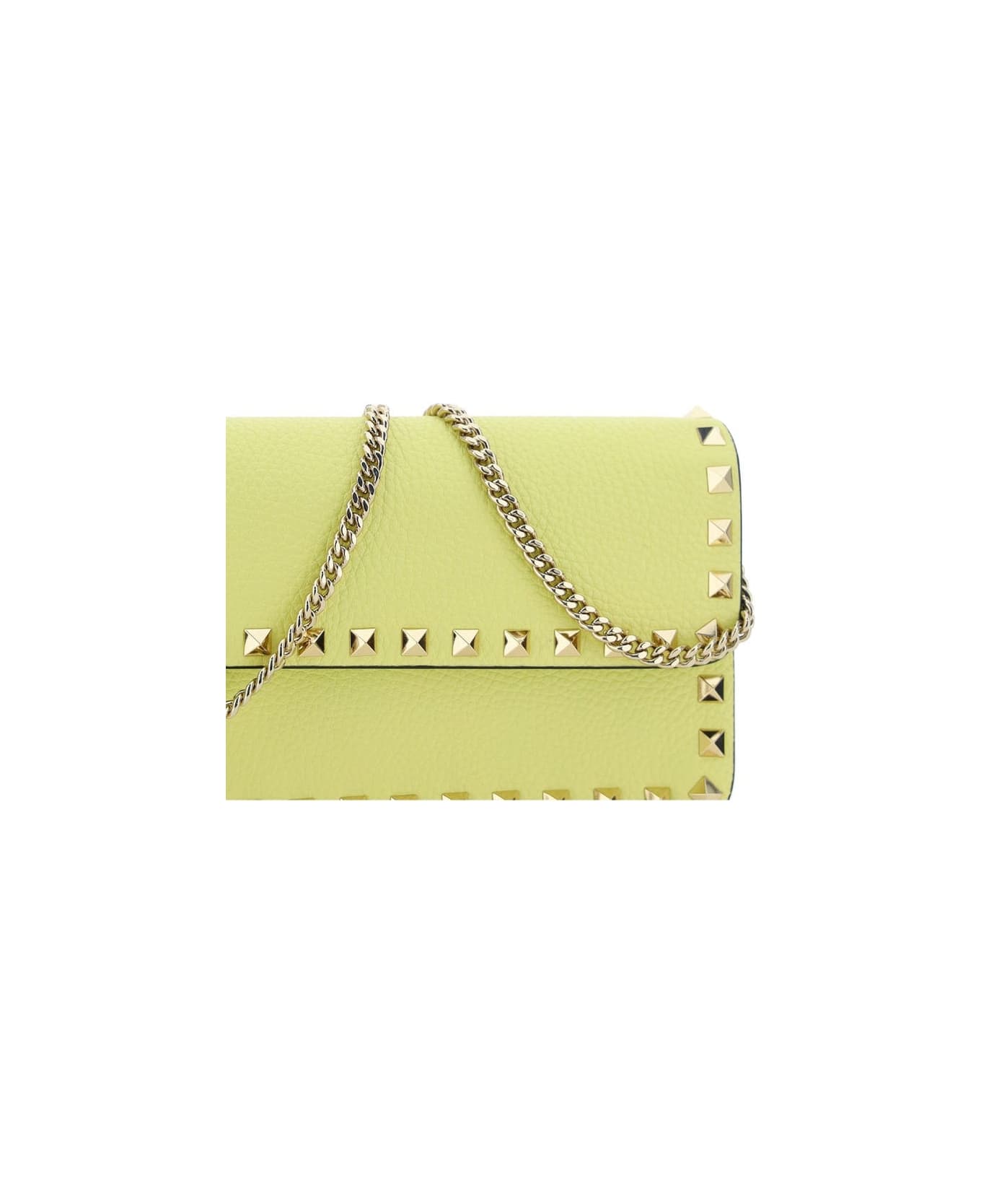 Valentino Garavani Garavani Leather Rockstud Handbag - Yellow クラッチバッグ