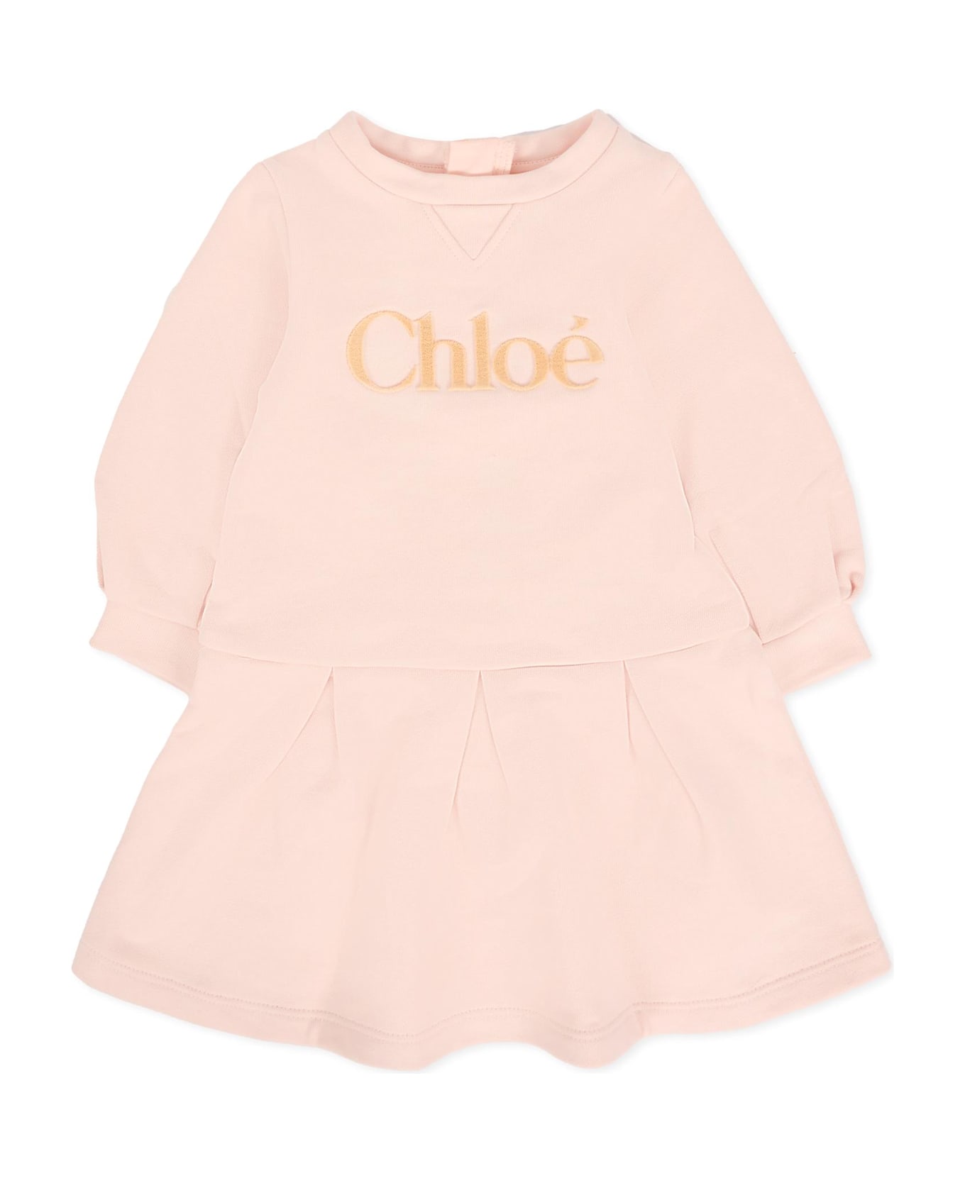 Chloé Pink Dress For Baby Girl With Logo - Pink
