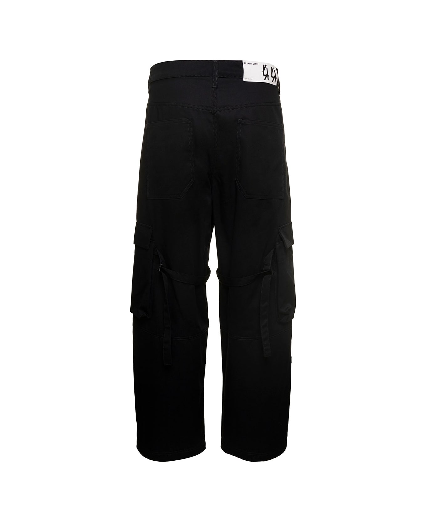 44 Label Group 'helm' Black Cargo Pants With Logo Patch In Cotton Man - Black ボトムス