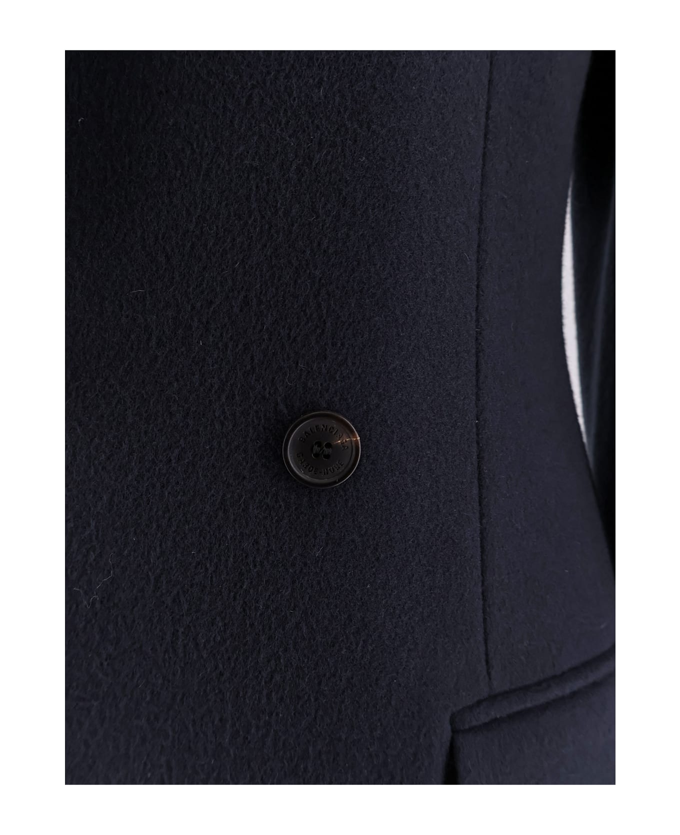 Balenciaga Godet Midi Double-breasted Wool Coat - Blue