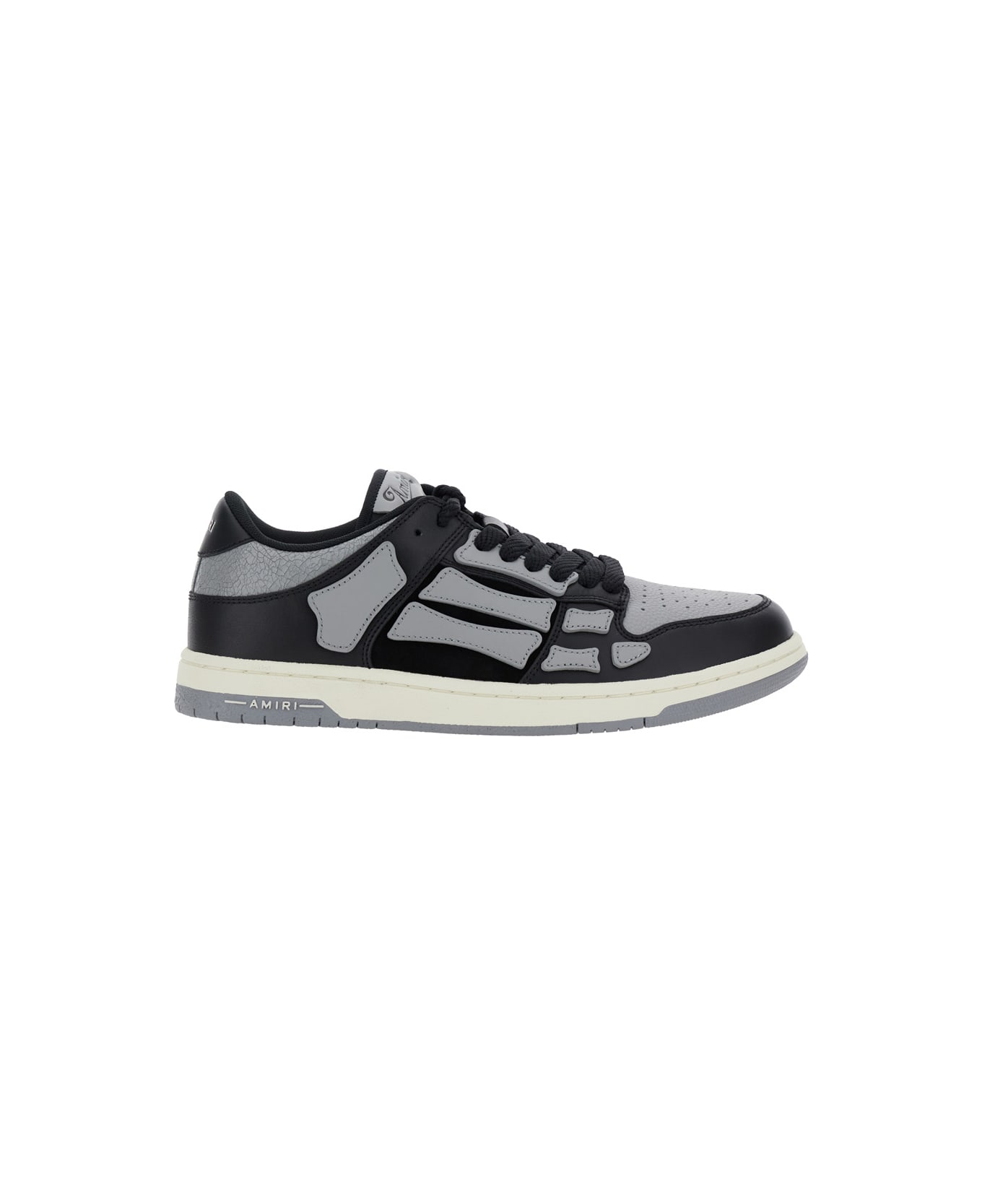 AMIRI 
skel Top Low
 Black Sneakers With Skeleton Patch In Leather Man - Black