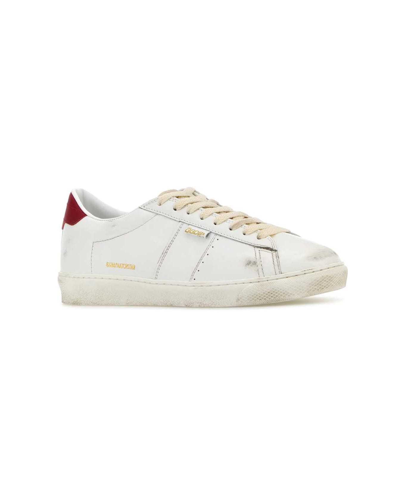 Golden Goose White Leather Matchstar Sneakers - WHITERED