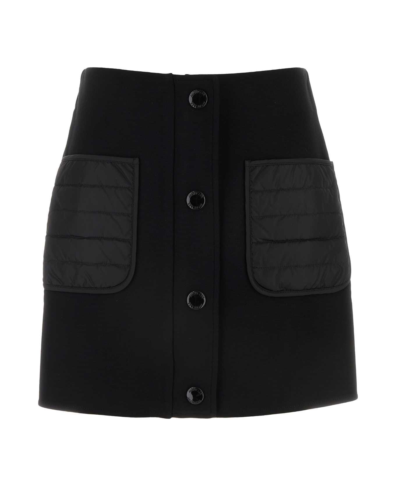 Moncler Black Stretch Viscose Blend Mini Skirt - BLACK