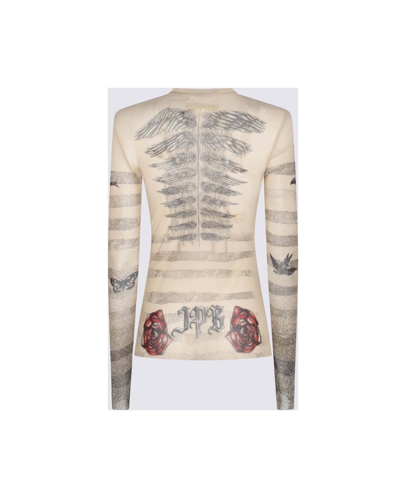 Jean Paul Gaultier Ecru Top - ECRU/BLACK/RED