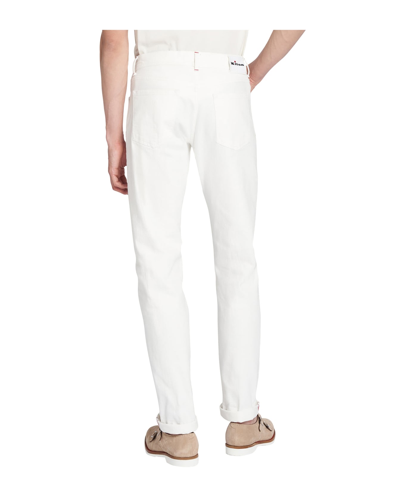 Kiton Trousers Cotton - CREAM WHITE ボトムス