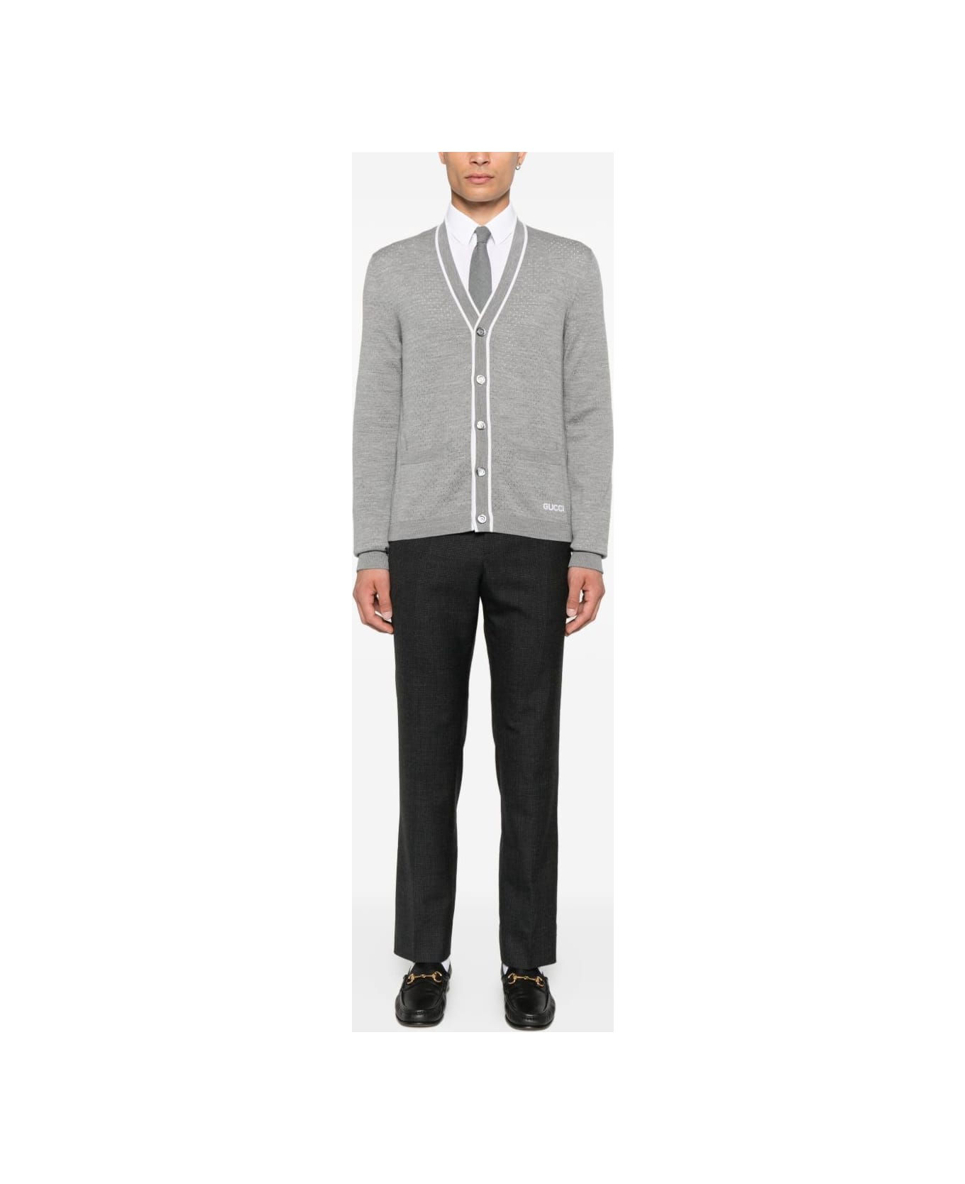 Gucci Wool V-necked Cardigan - Grey