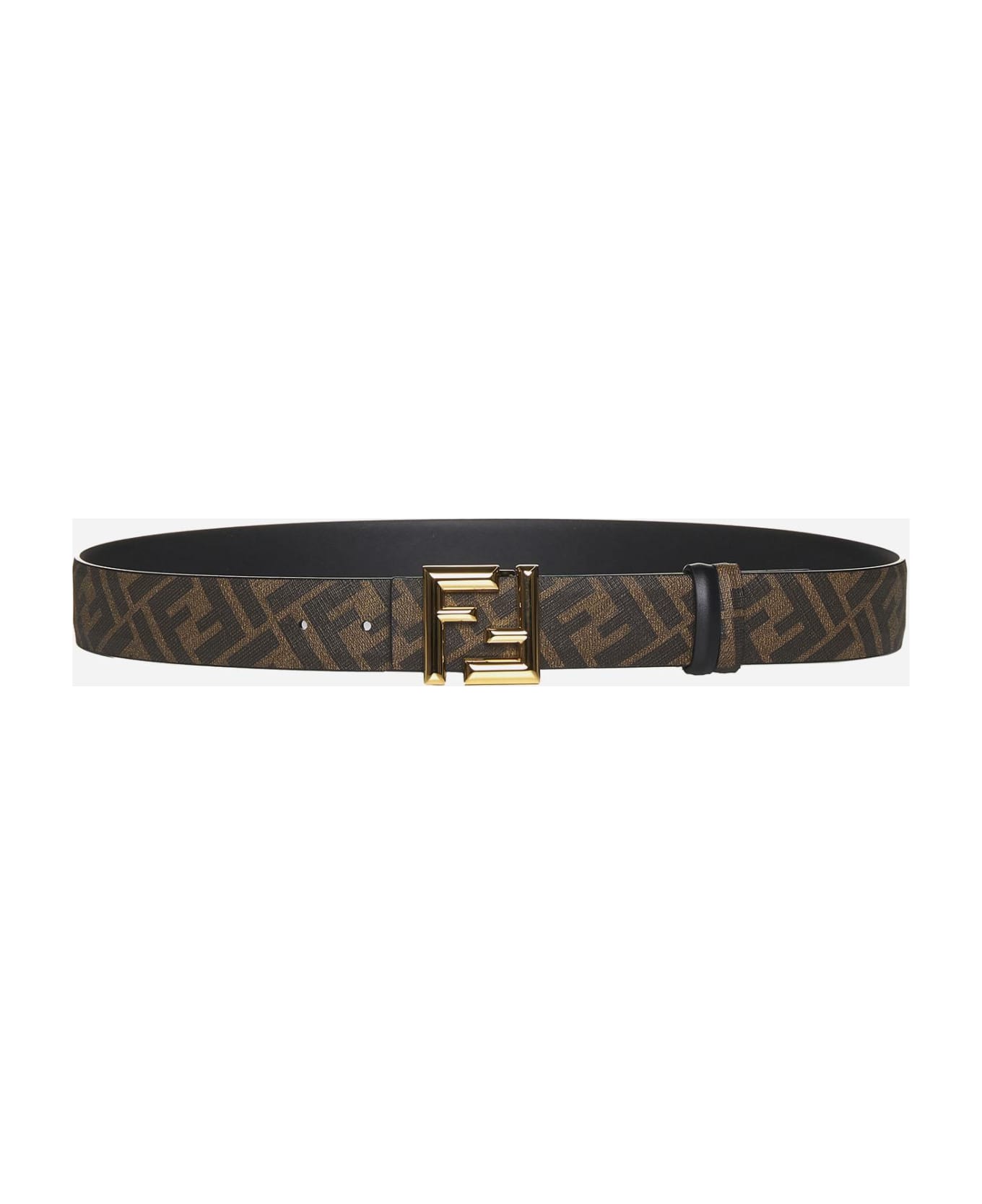 Fendi Ff Fabric And Leather Reversible Belt - Black