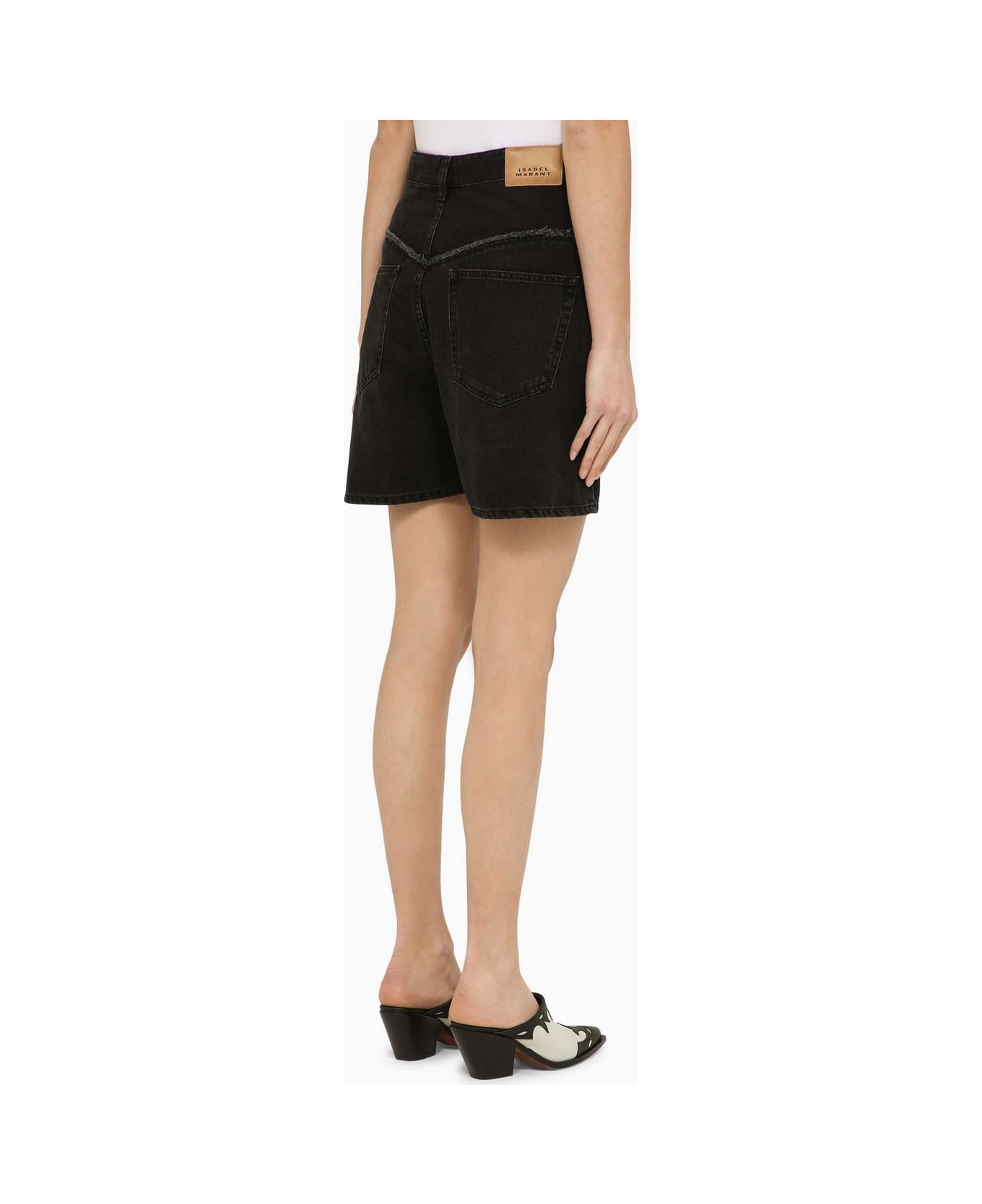 Isabel Marant Black Cotton Denim Shorts - BLACK