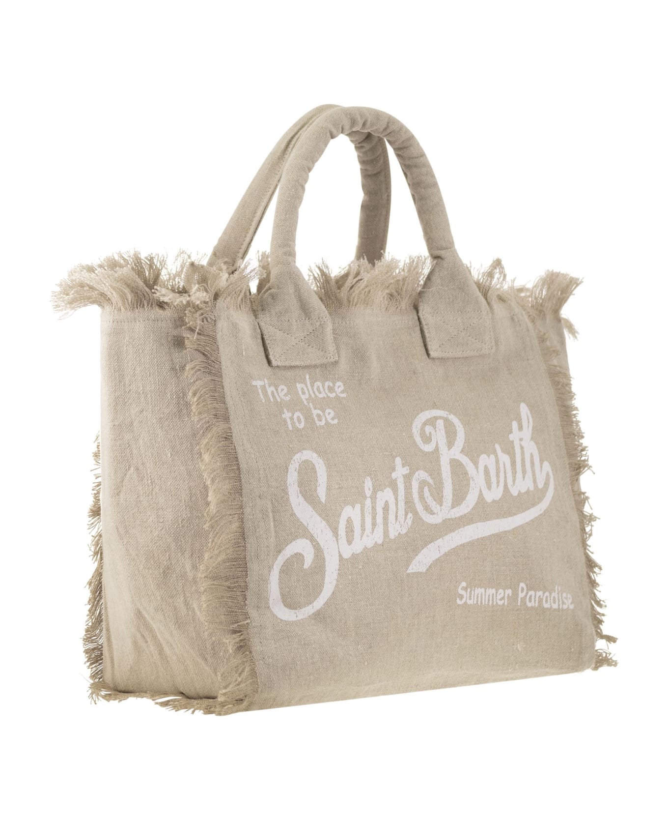 MC2 Saint Barth Vanity - Linen Tote Bag With Embroidery - Beige
