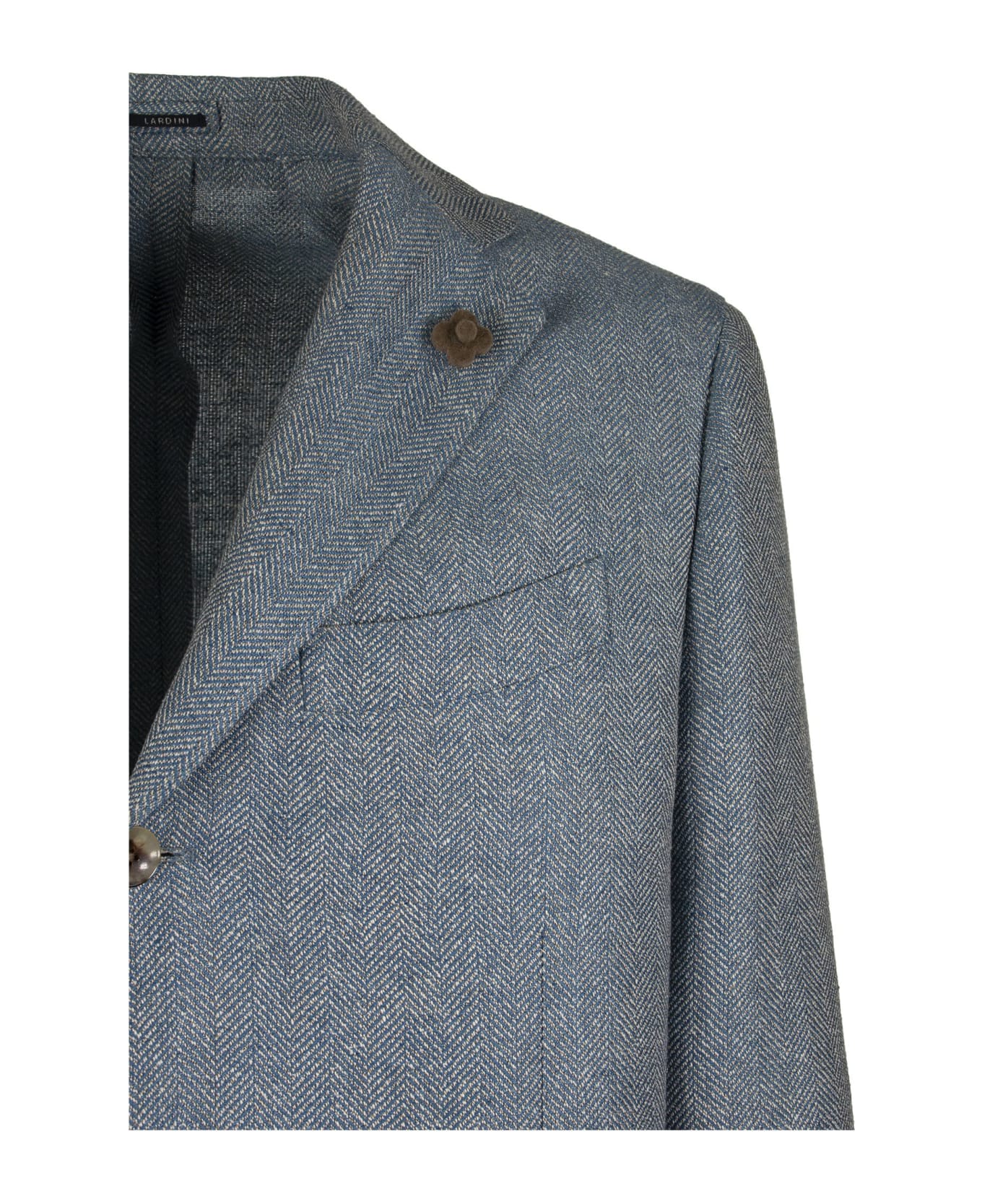Lardini Single-breasted Two-button Jacket With Herringbone Pattern - Light Blue