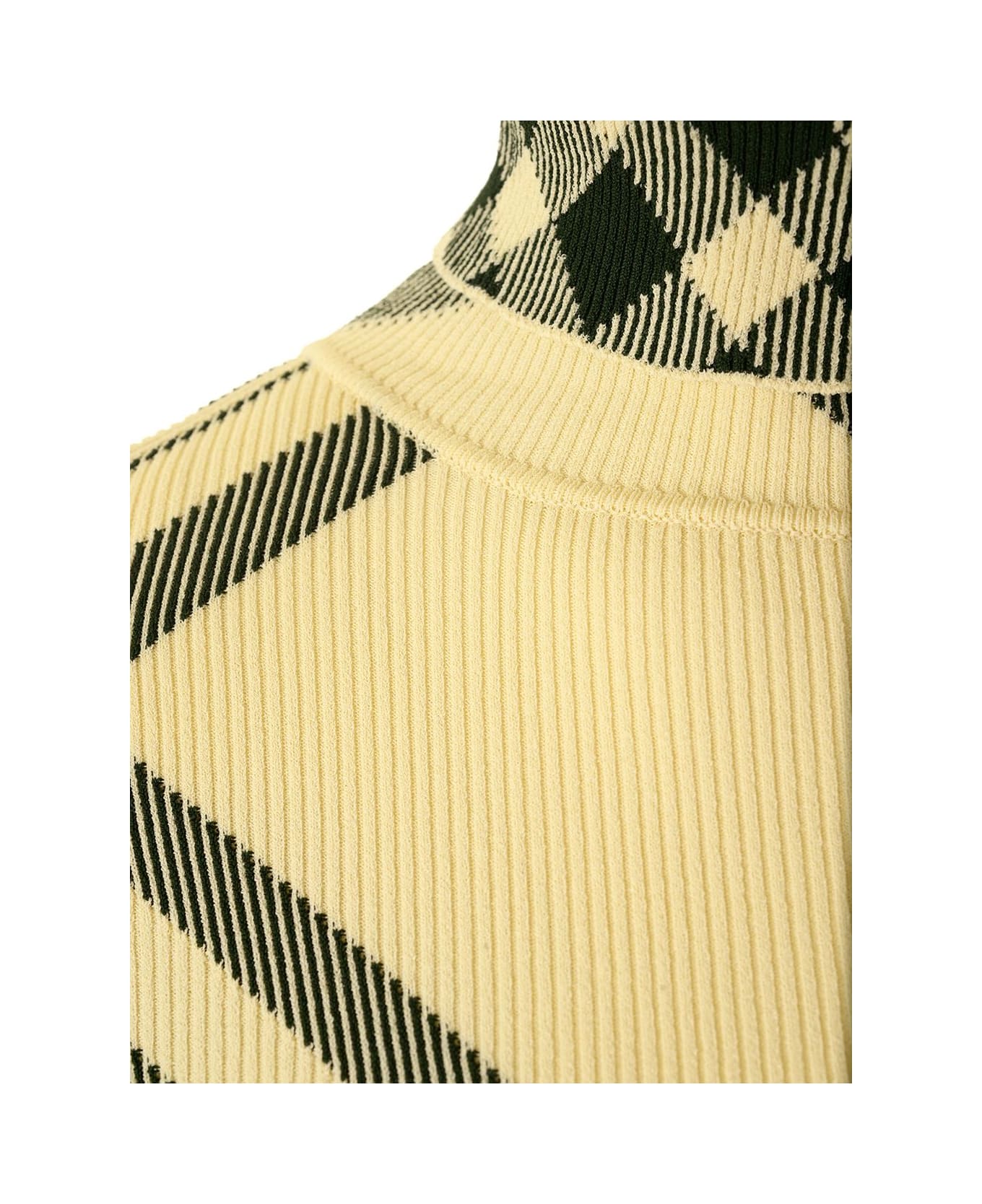 Burberry Check Print Turtleneck - White