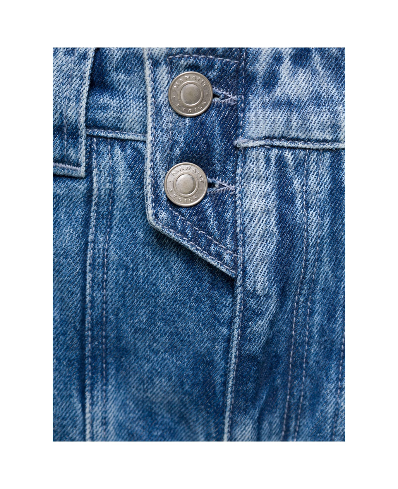 Marant Étoile Blue Denim Cargo Pants With Pockets In Cotton Woman - Blu