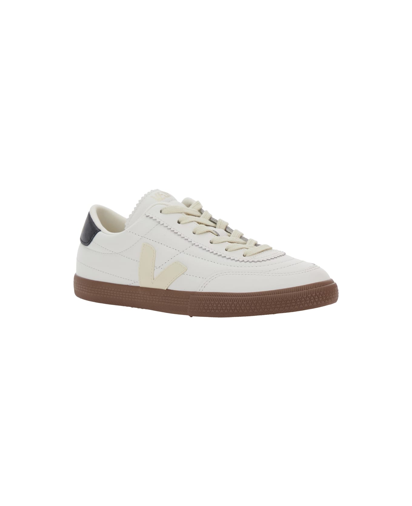 Veja 'panenka' White Low Top Sneakers With Logo Patch On The Side And Contrasting Heel With Logo Lettering In Leather Unisex - White