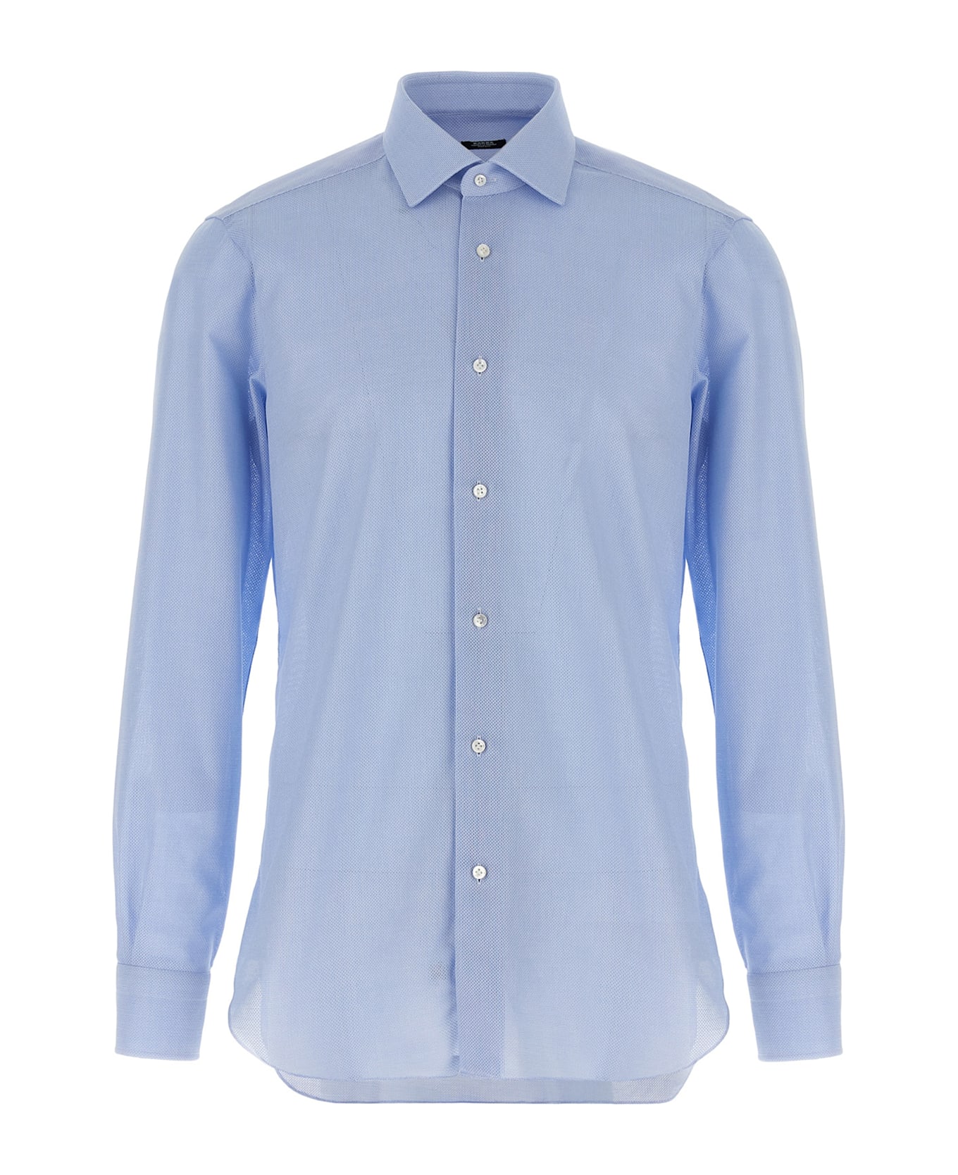 Barba Napoli Honeycomb Cotton Shirt - Light Blue