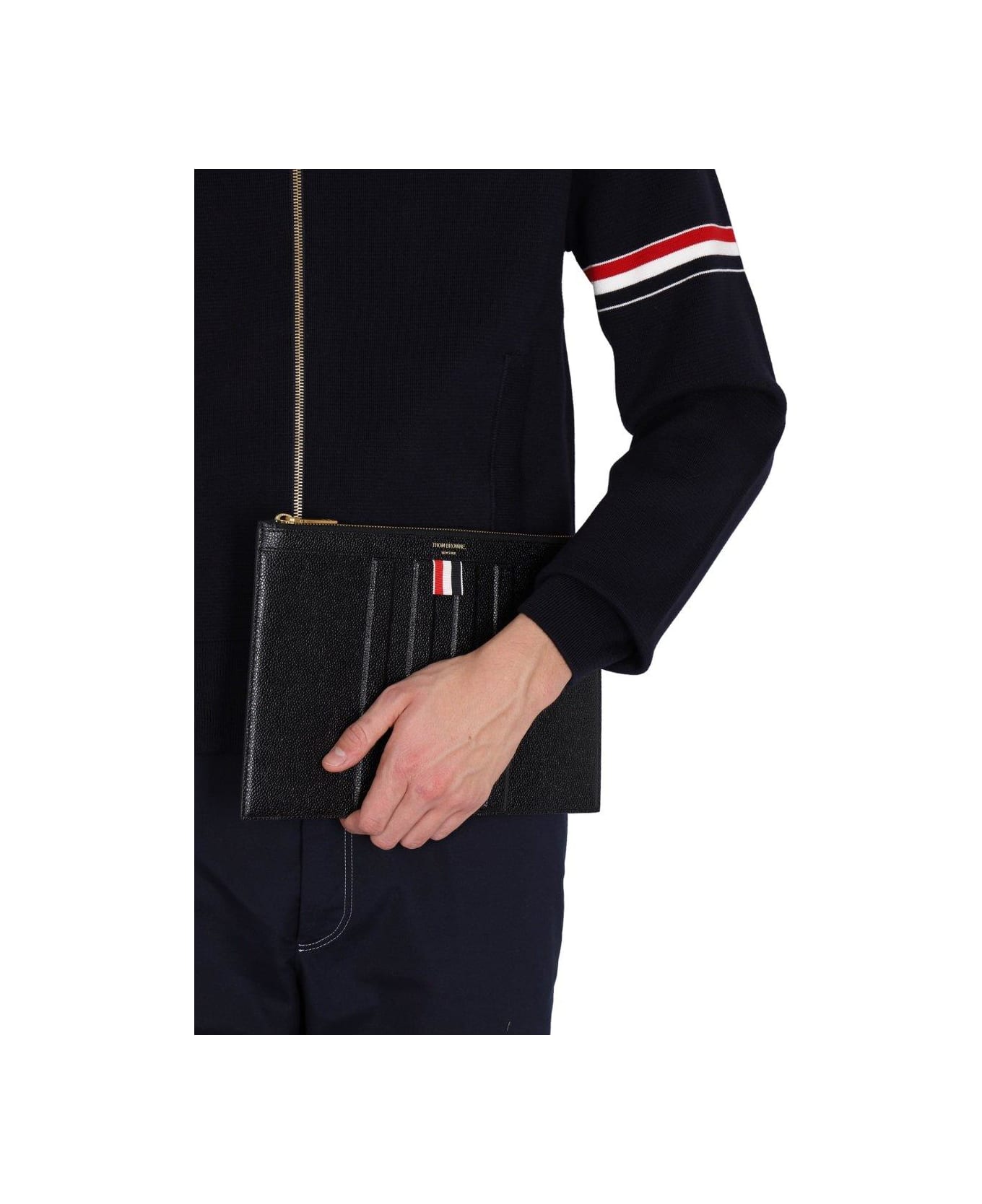 Thom Browne Rwb Stripe Zipped Jacket - BLUE