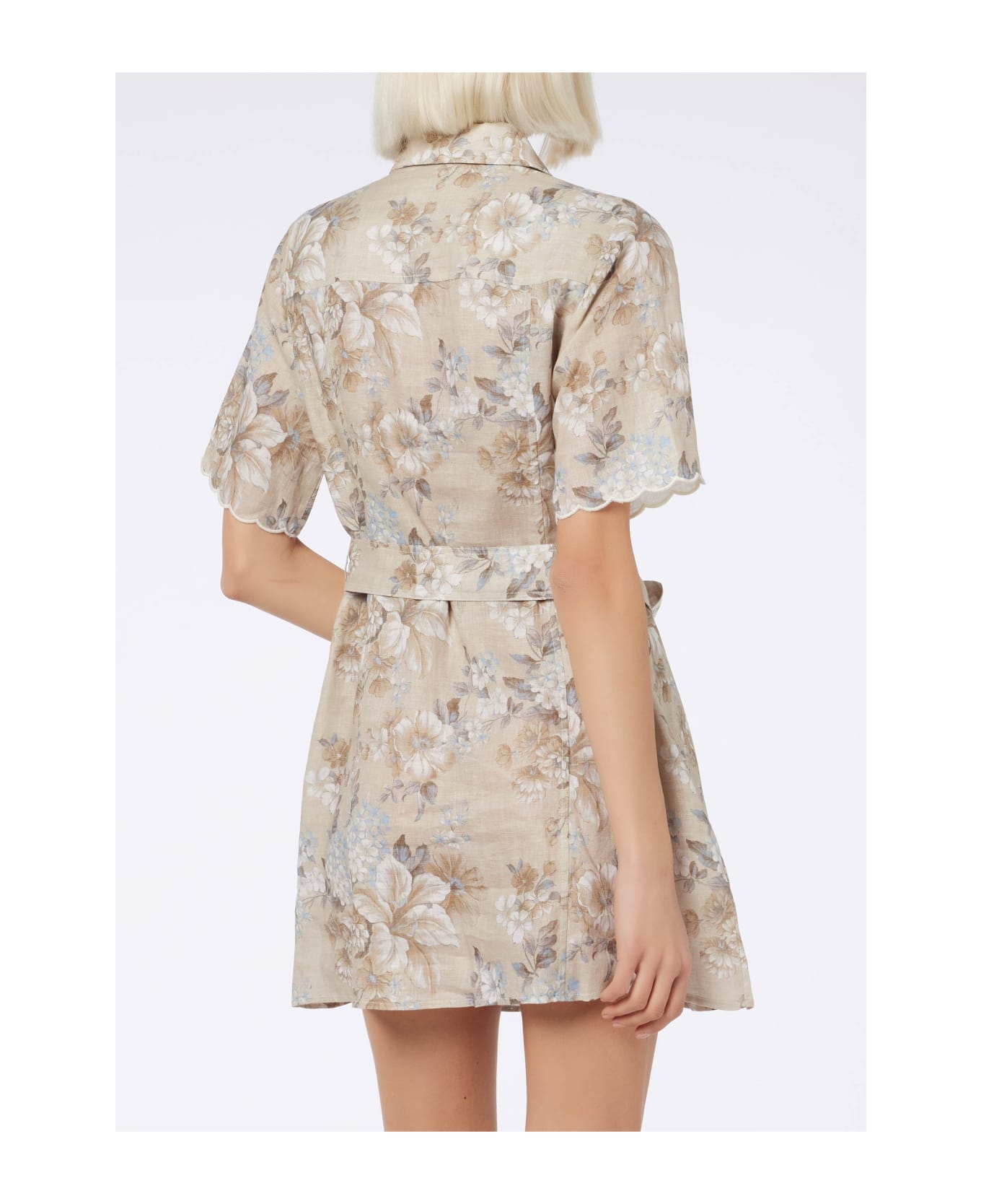 MC2 Saint Barth Woman Flower Linen Dress Hermione - BEIGE