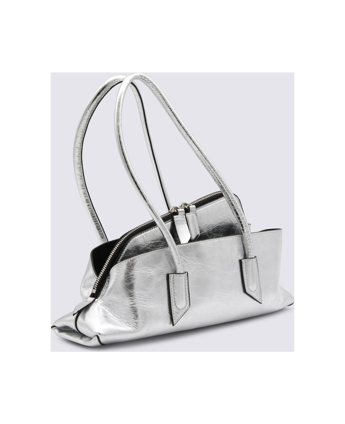 The Attico Silver Leather La Passeggiata Top Handle Bag - Silver