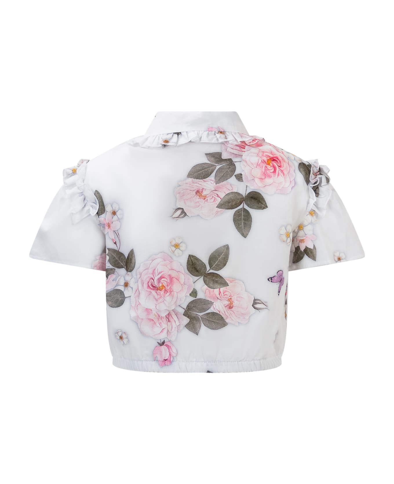 Monnalisa Flower Shirt - WHITE