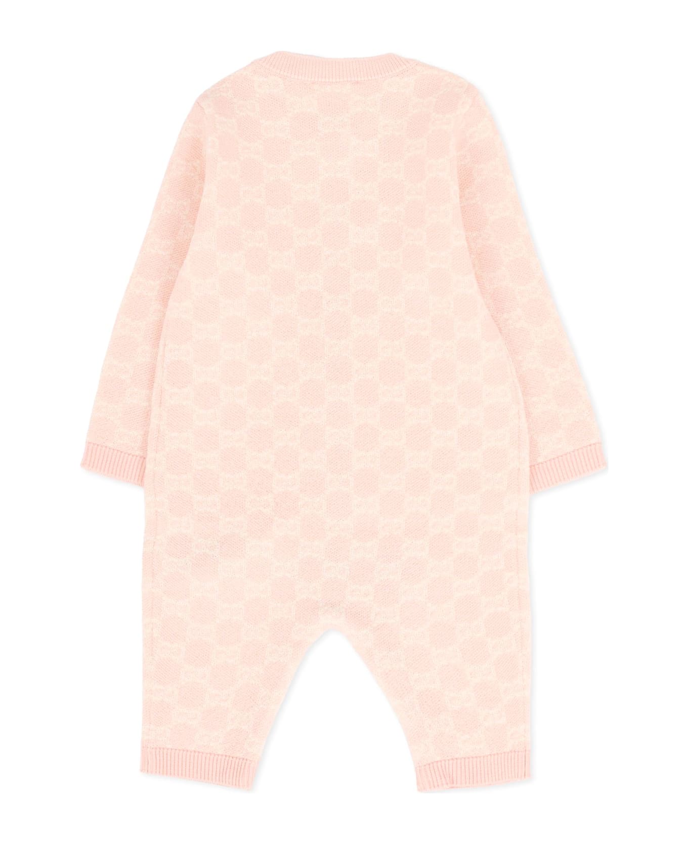 Gucci Pink Babygrow For Baby Girl With Gg - Pink