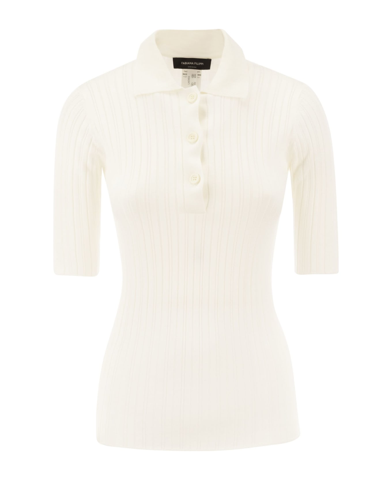 Fabiana Filippi Silk And Cotton Blend Polo Shirt - White ポロシャツ