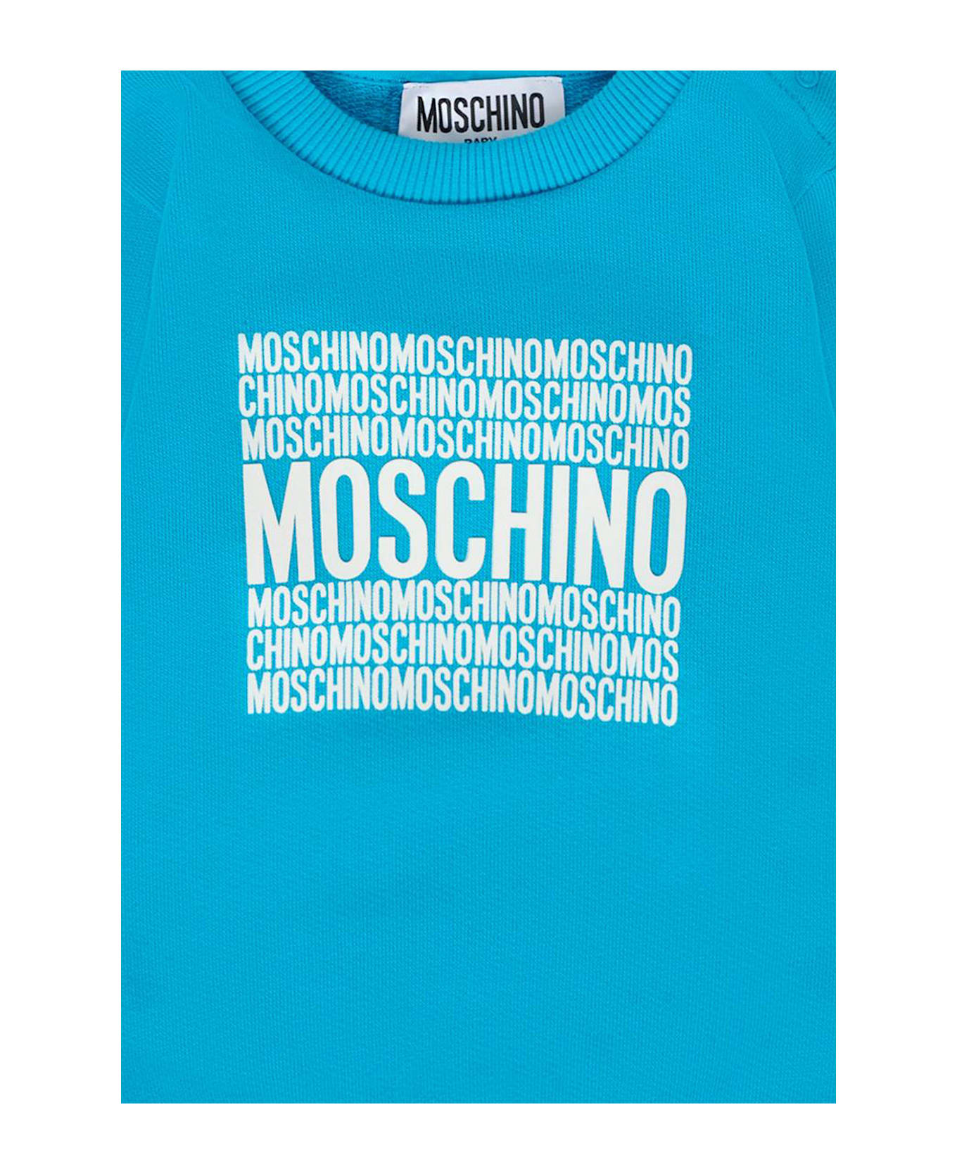Moschino Light Blue Sweatshirt For Baby Boy With Logo - Light Blue