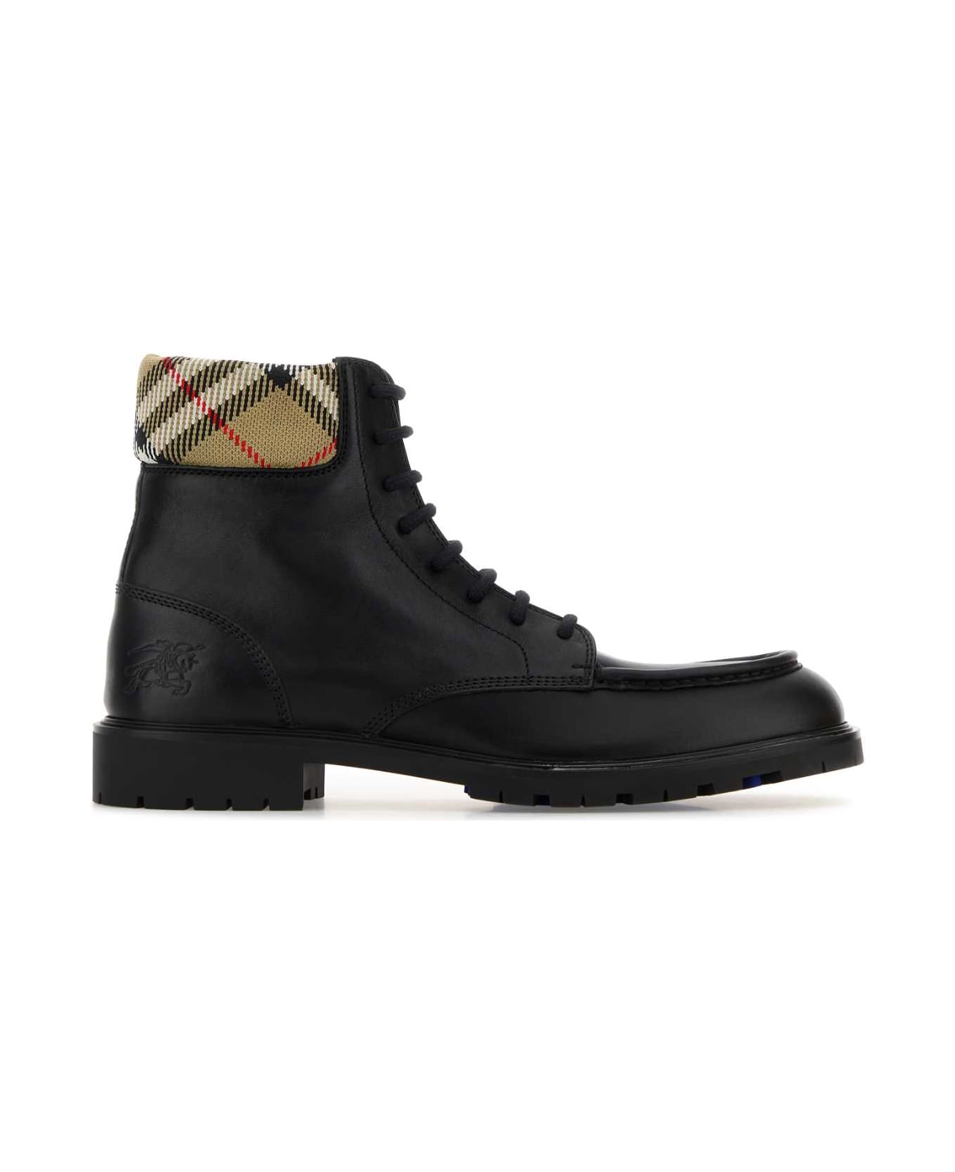 Burberry Black Leather Ankle Boots - BLACK