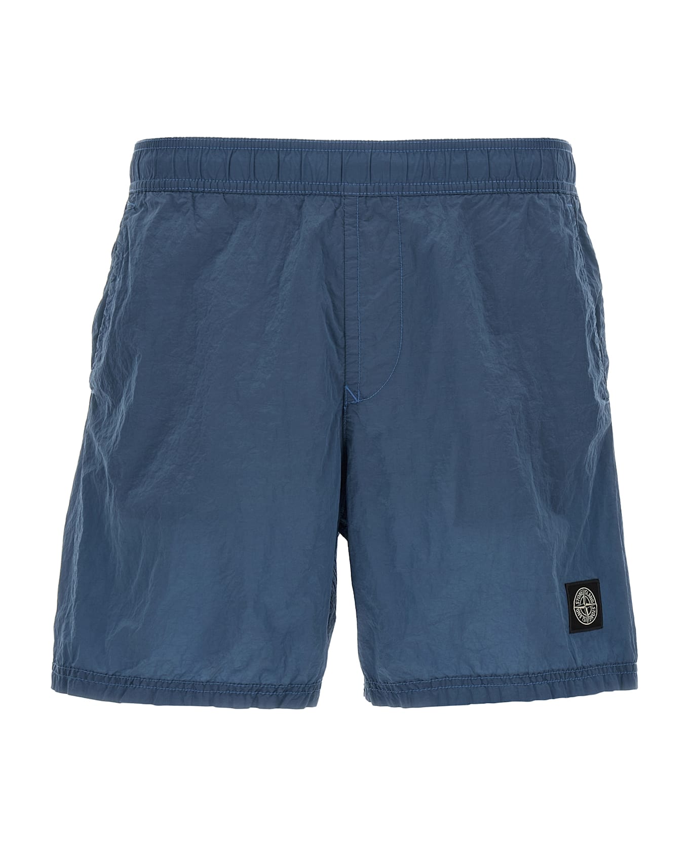 Stone Island Logo Patch Swim Shorts - Blue