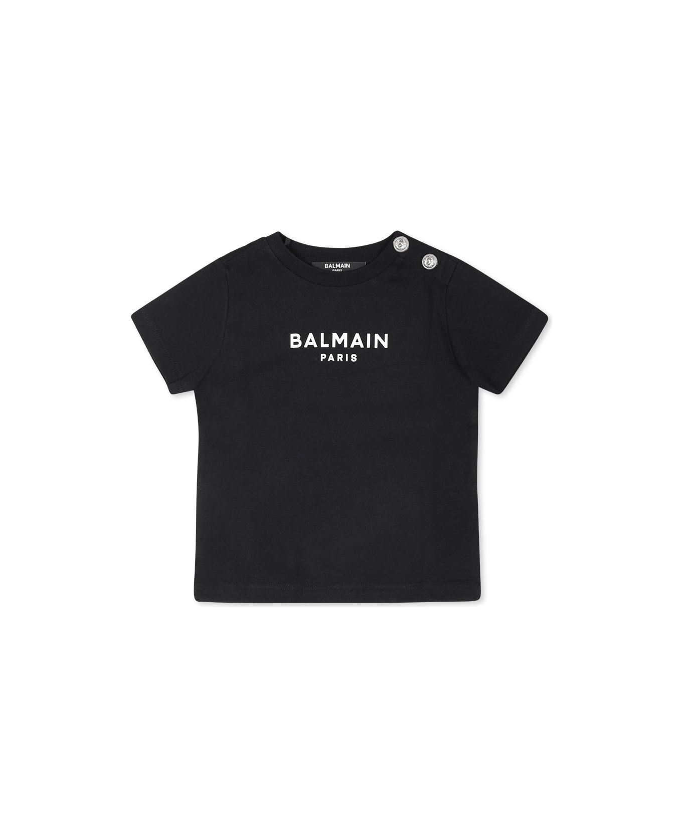 Balmain Black T-shirt For Babykids With Logo - Black