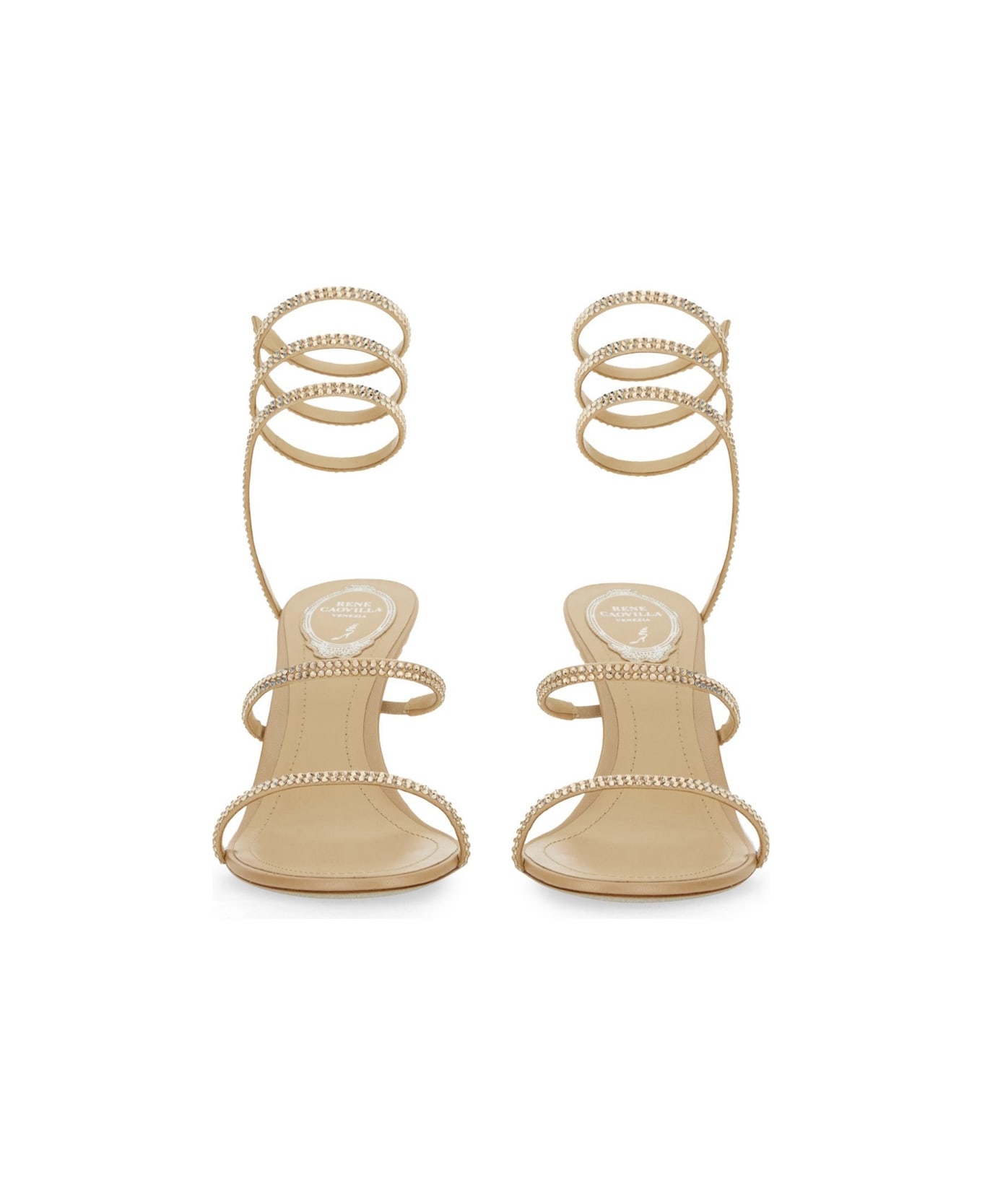 René Caovilla Satin Pumps - BEIGE