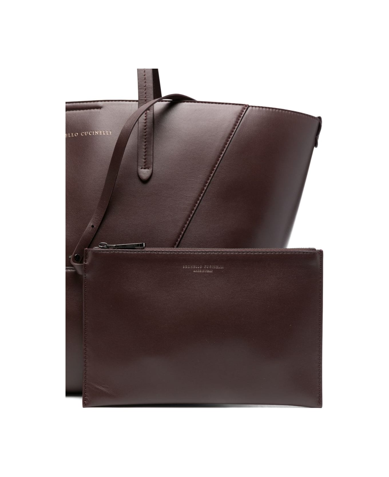 Brunello Cucinelli Dc Duo Leather Tote Bag - Bordeaux
