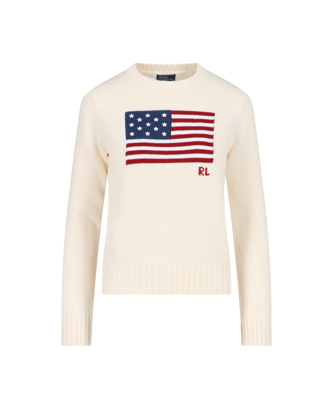 Ralph Lauren 'american Flag' Sweater - Cream