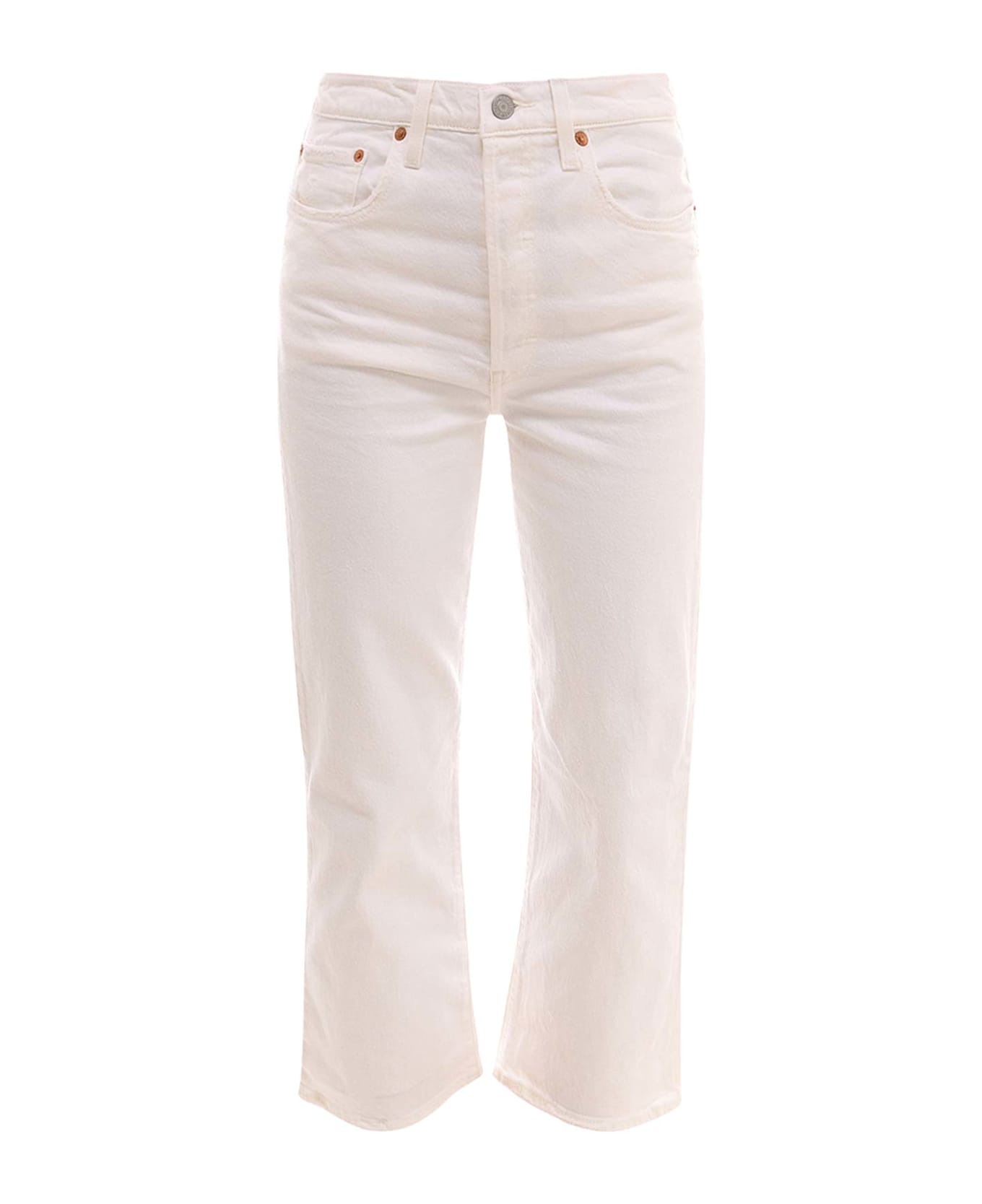 Levi
s Ribcage Straight Ankle Jeans - White