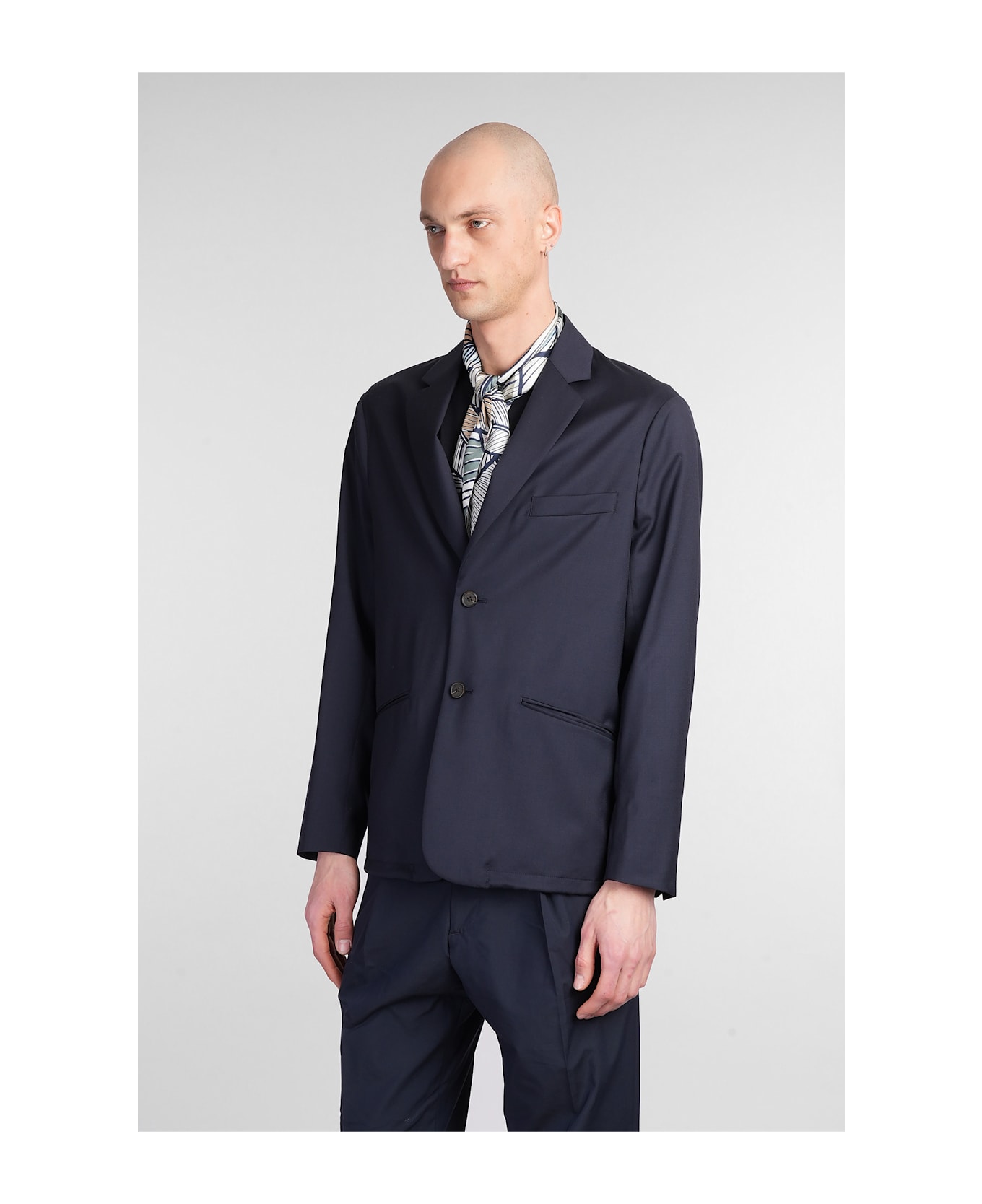 Emporio Armani Blazer In Blue Wool - blue