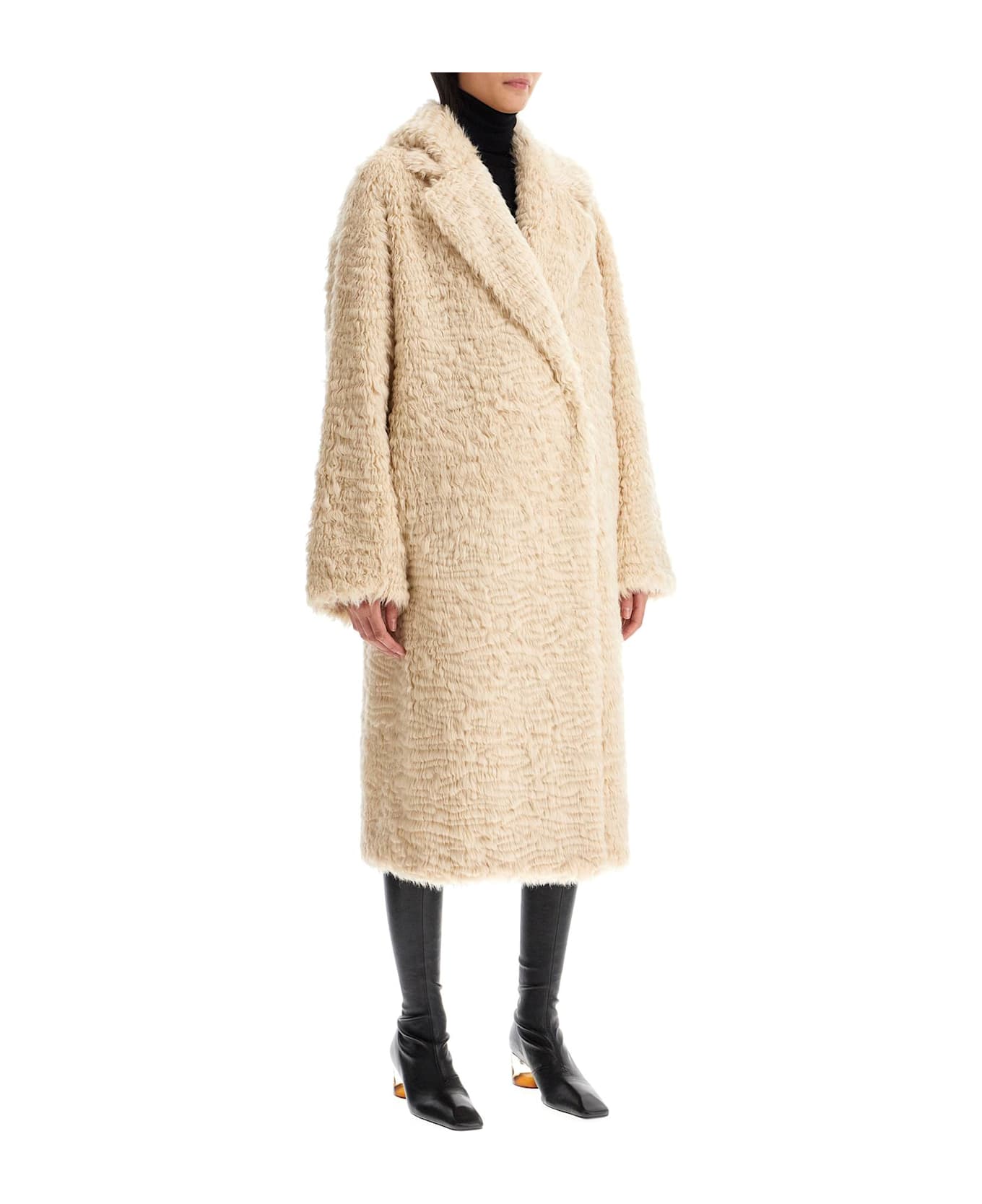 STAND STUDIO Nicole Faux Fur Coat - CREAM (Beige)