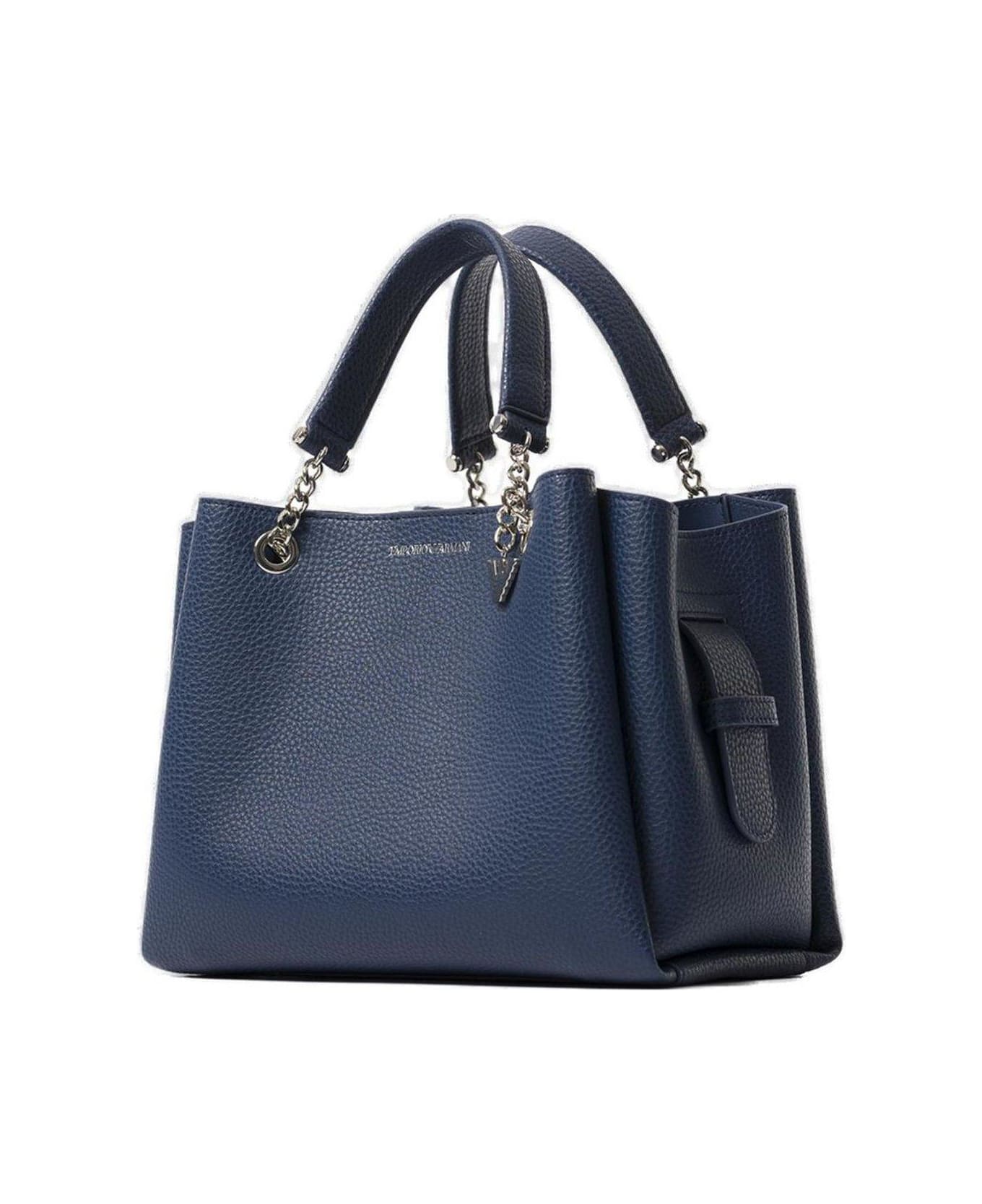 Emporio Armani Palmellato Eagle Charm Leather-effect Handbag - Blue