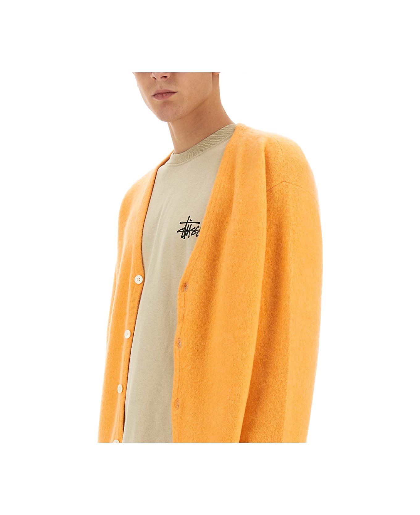Stussy Cardigan With Buttons - ORANGE