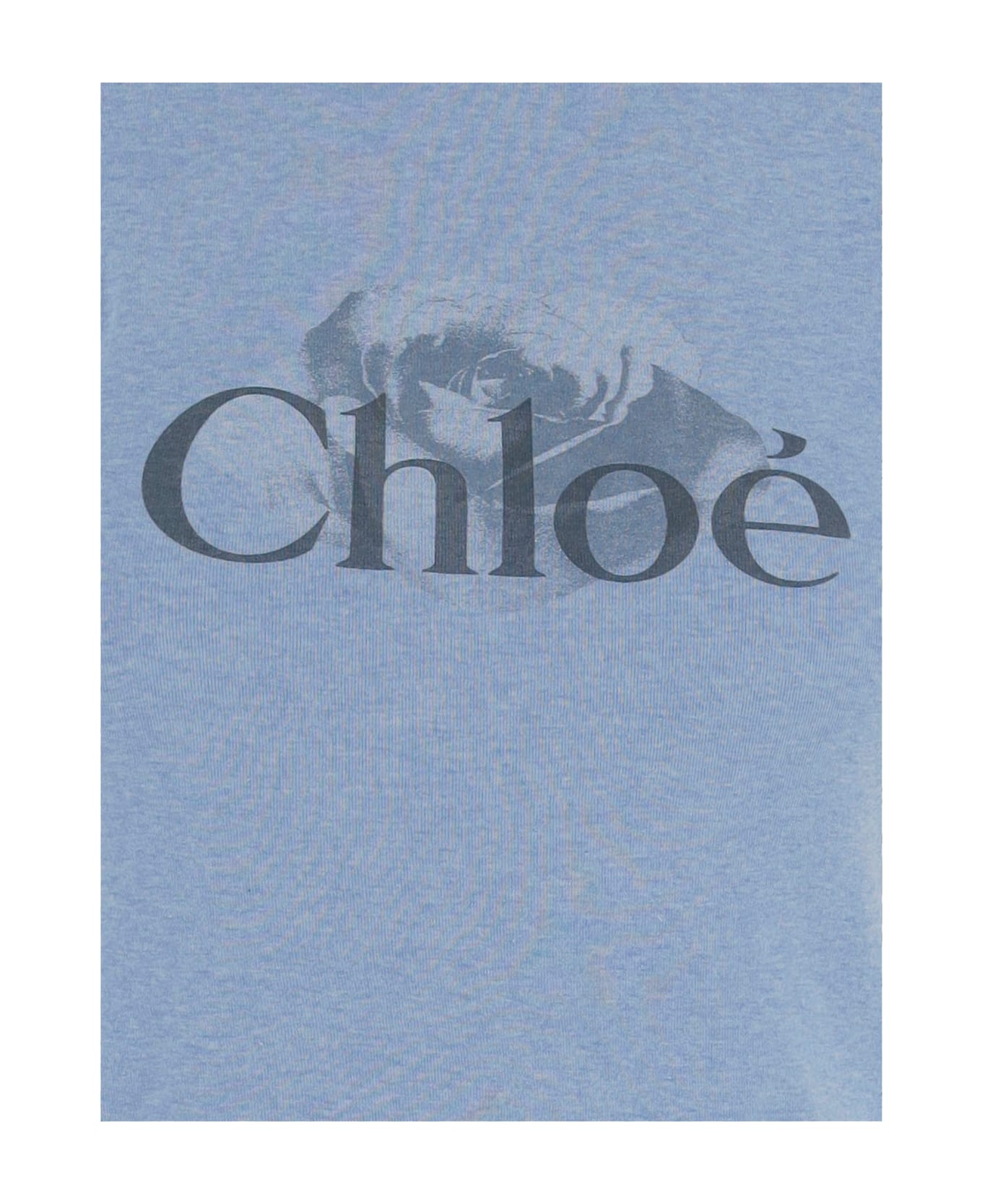 Chloé Cotton T-shirt With Logo - Light Blue