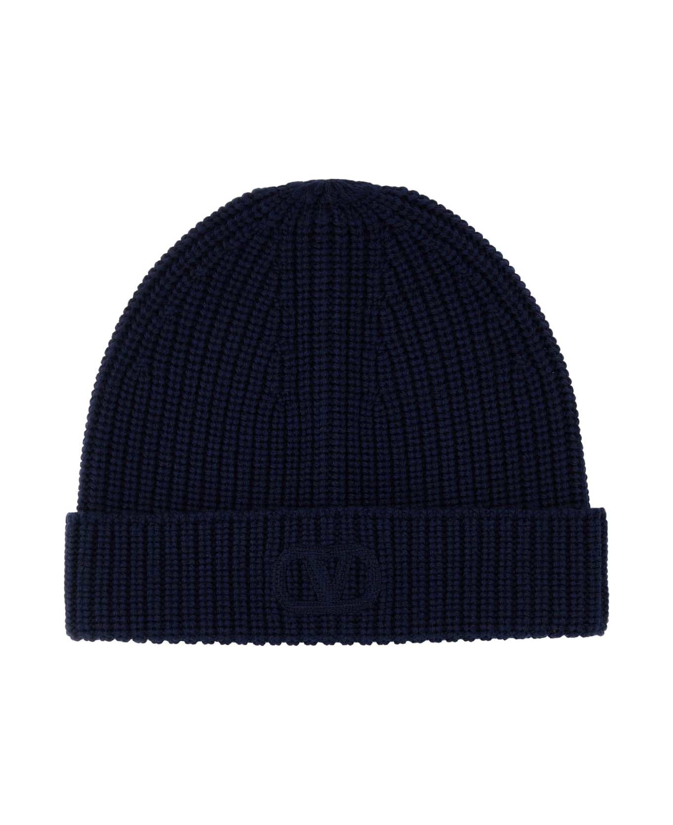 Valentino Garavani Wool Beanie Hat - NAVY