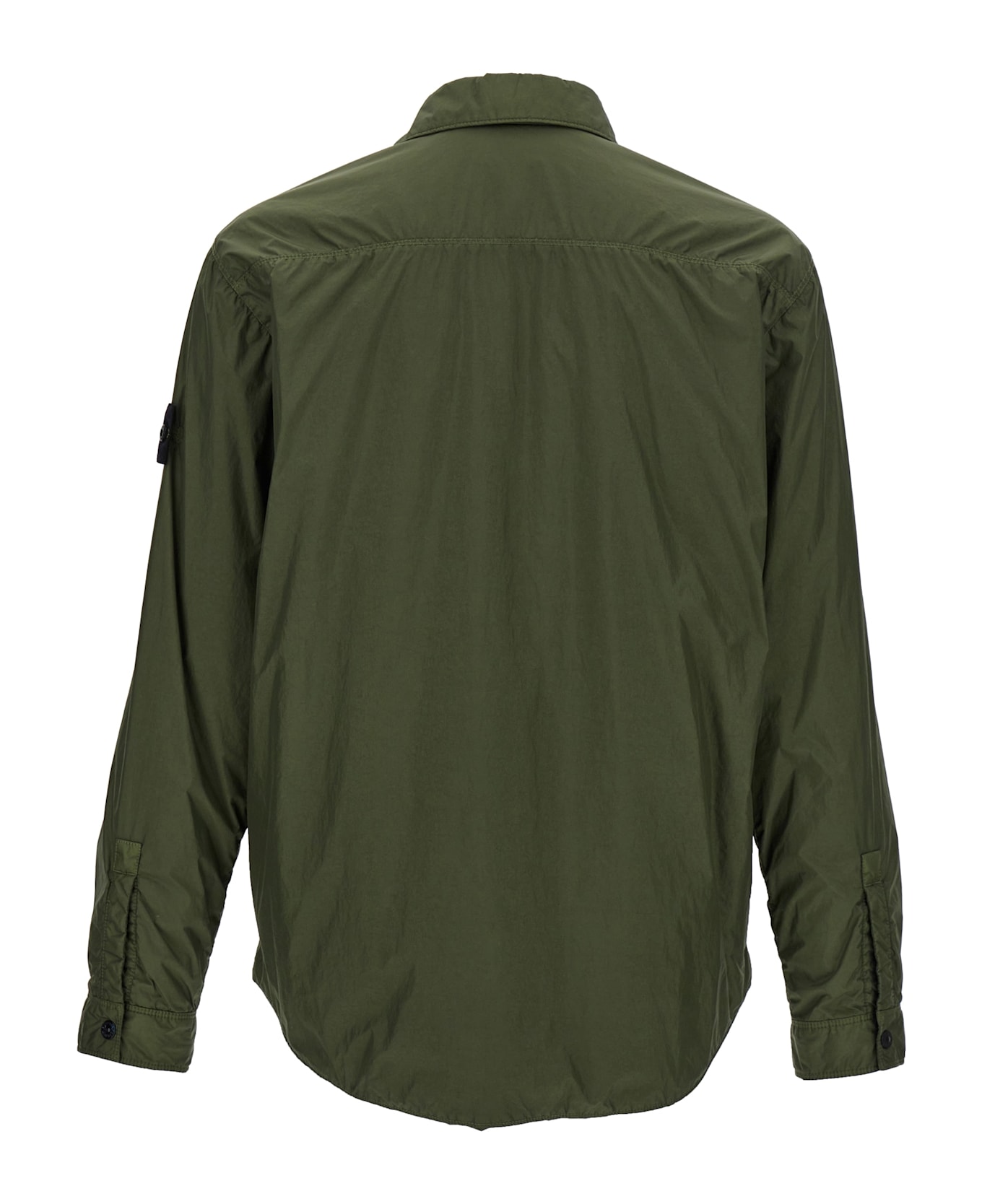 Stone Island 'garment Dyed Crinkle Reps R-ny' Overshirt - Green