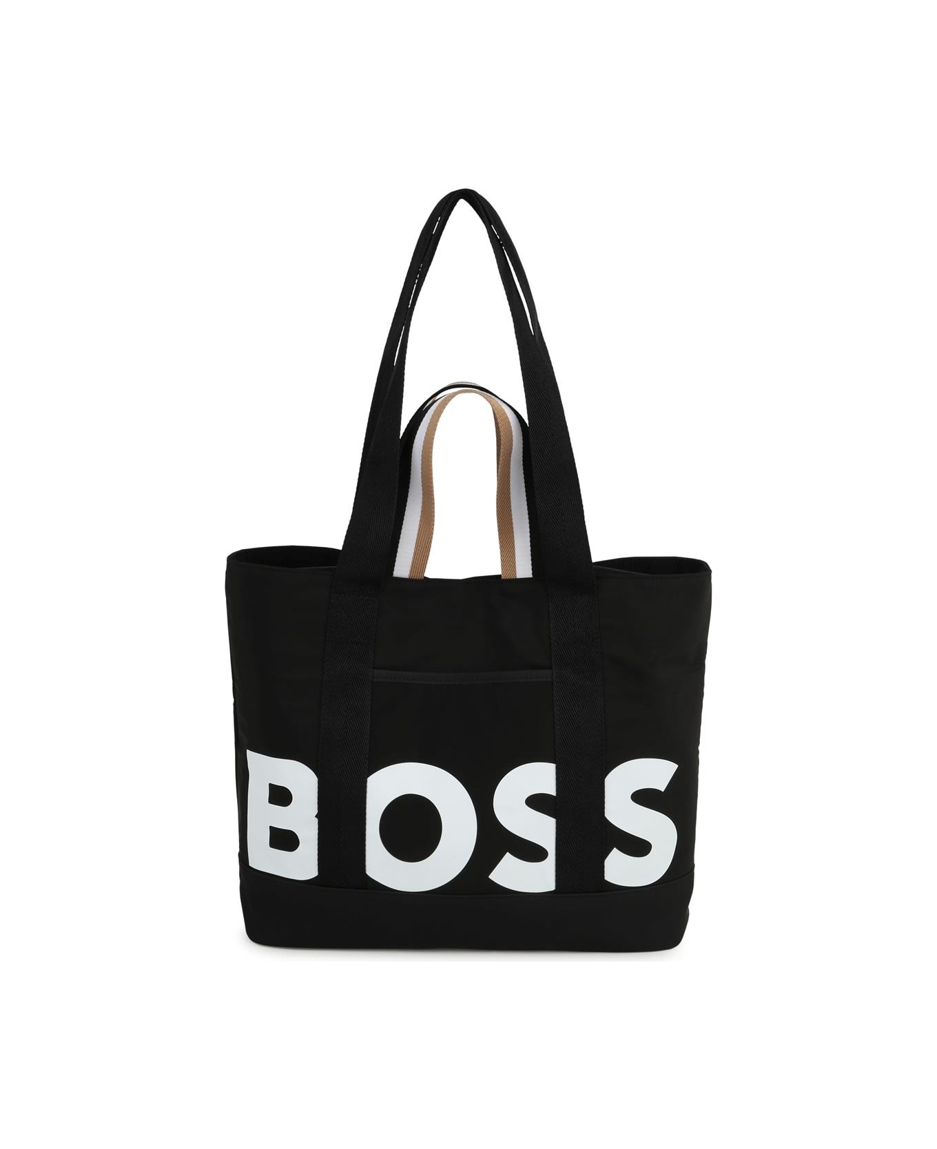 Hugo Boss Tote Bag With Striped Print And Logo - Black アクセサリー＆ギフト