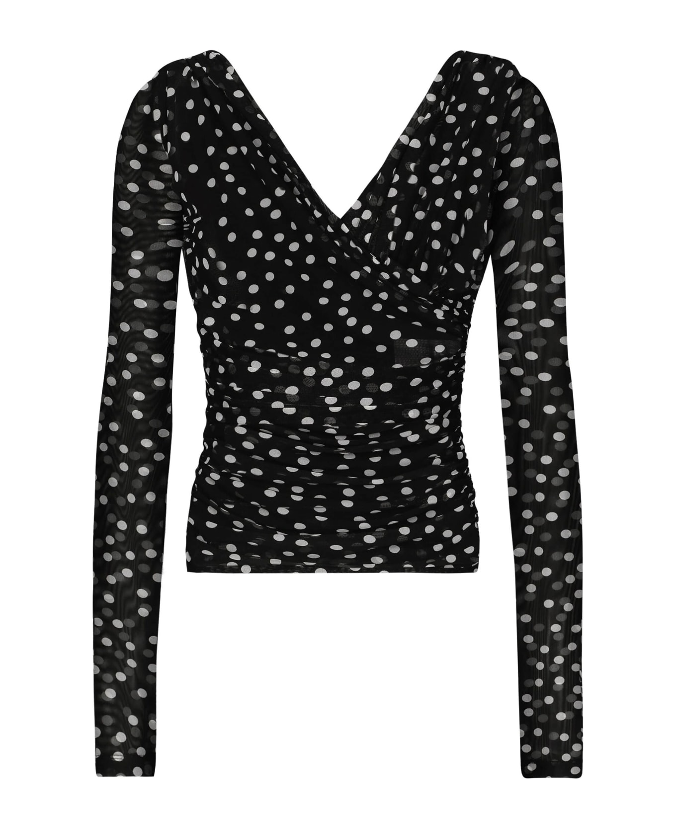 Dolce & Gabbana Top Drappeggio Pois Piccoli - White/Black