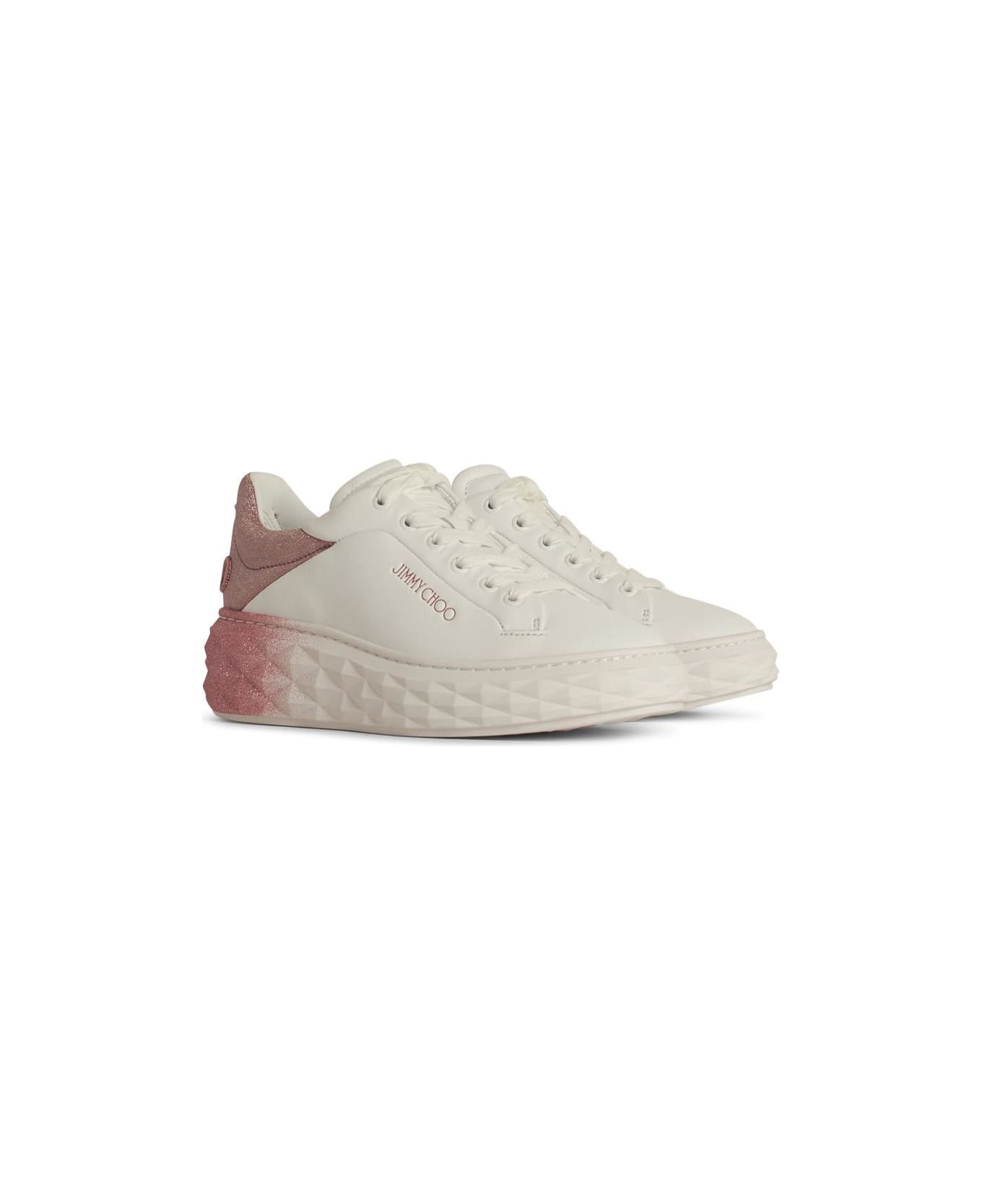 Jimmy Choo 
diamond
 Pink Leather Sneakers - White
