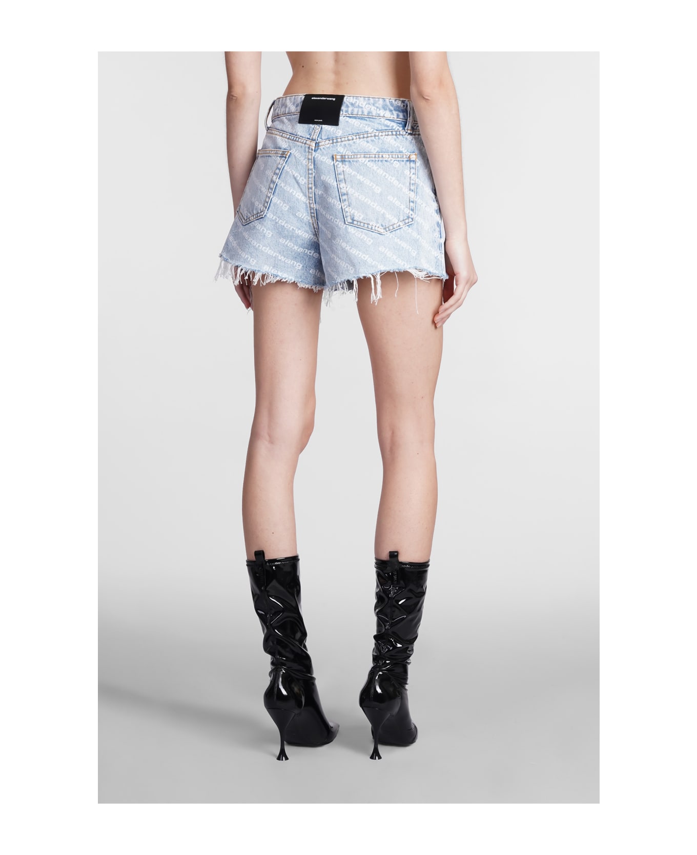 Alexander Wang Shorts With All Over Logo - Blue