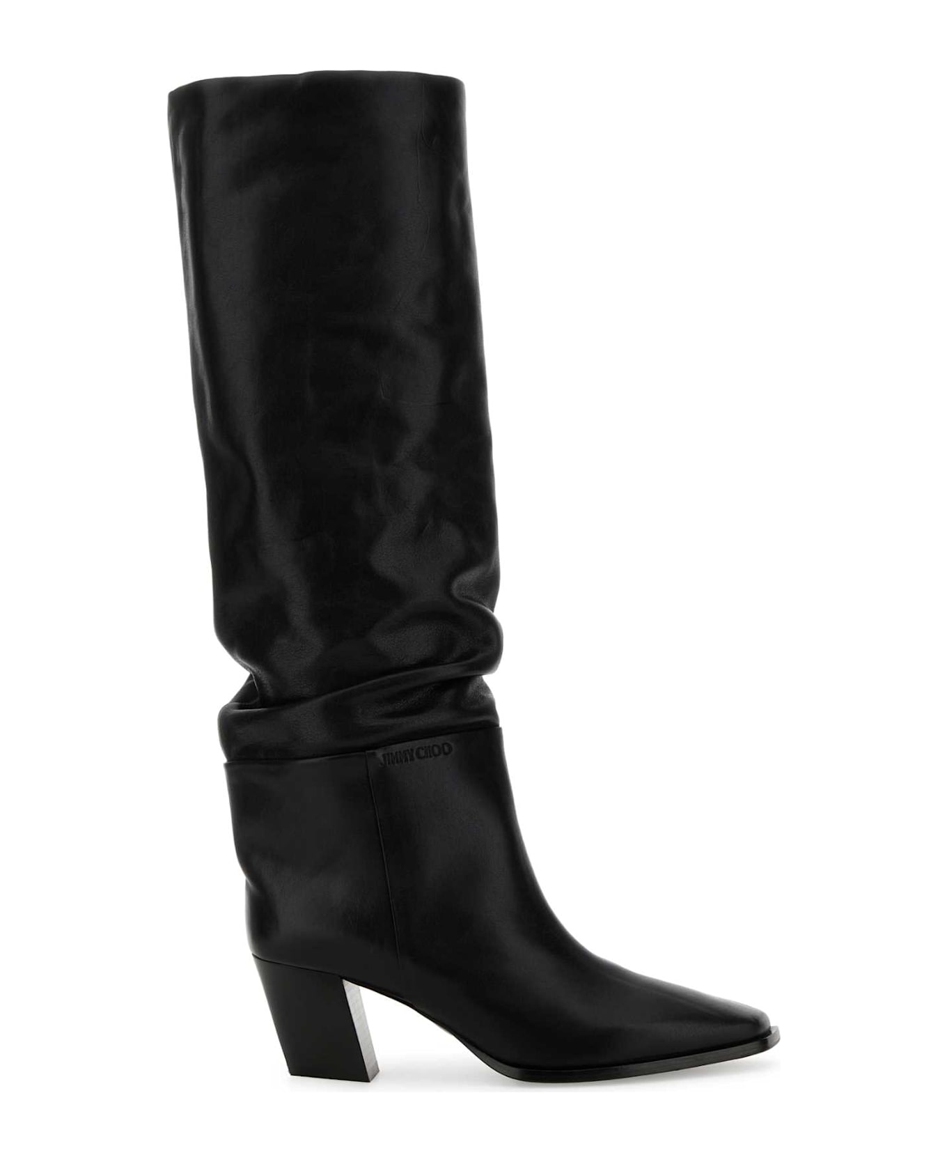 Jimmy Choo Black Leather Hart 60 Boots - BLACK