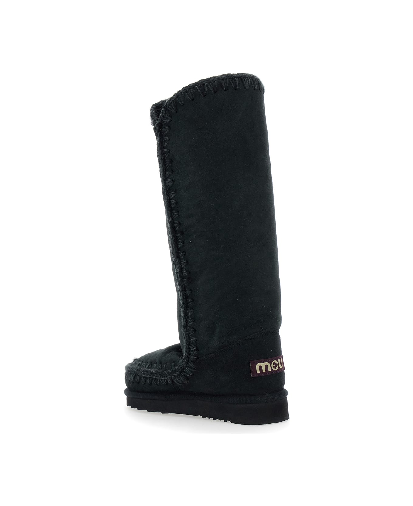 Mou 
eskimo
 Black Boots With Braided Effect And Logo Patch On The Rear In Leather Woman - Black