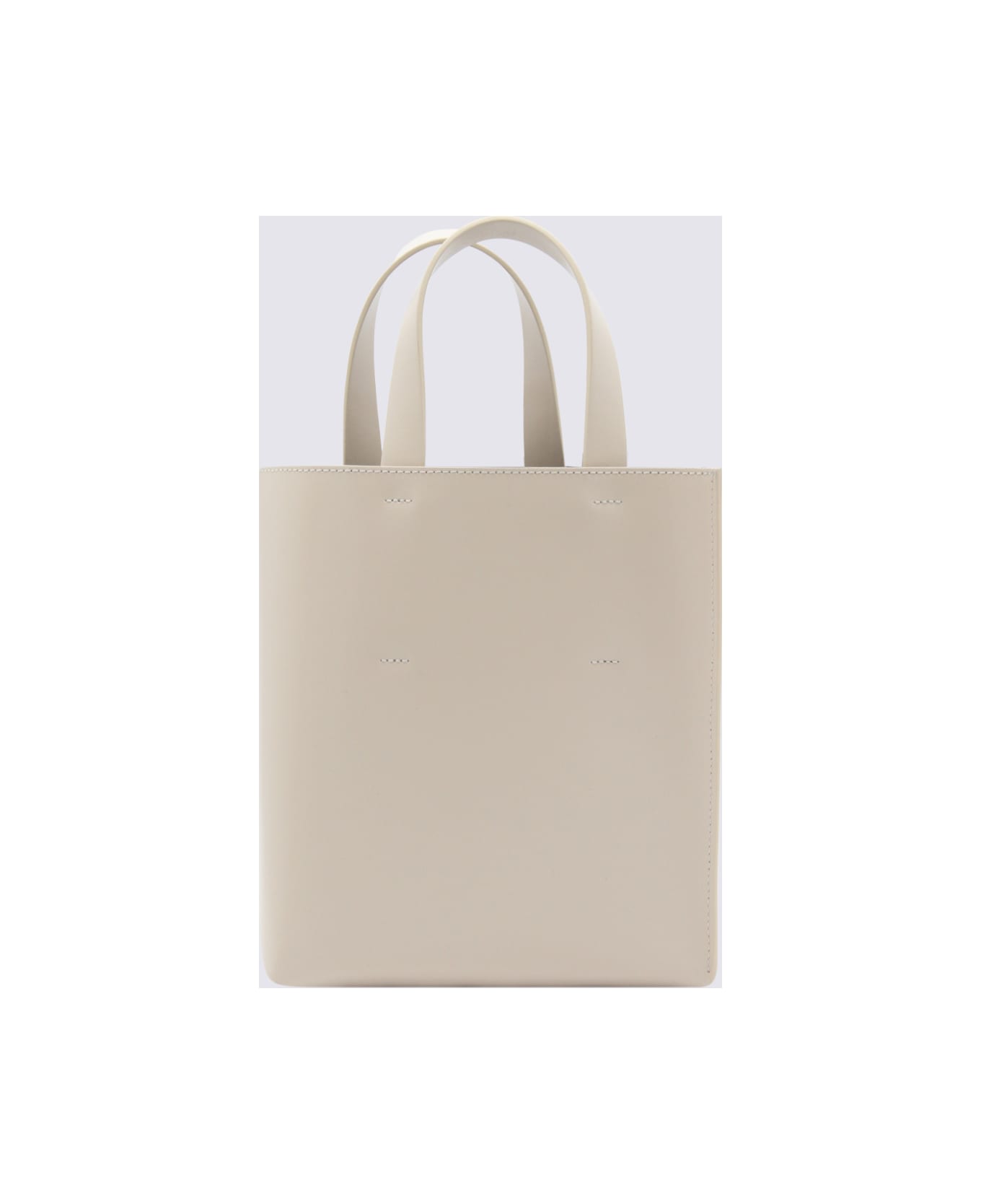 Marni White Leather Museo Tote Bag - SEASHELL トートバッグ