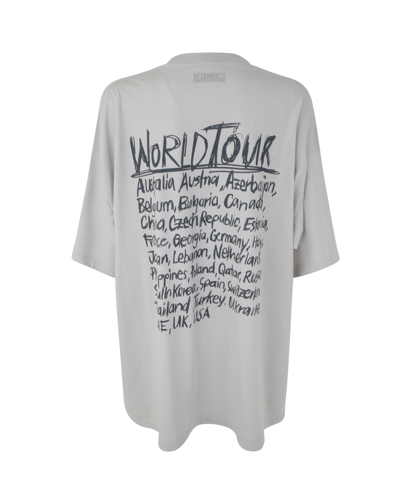 VETEMENTS Worldtour Logo T-shirt - Oyster Mushroom