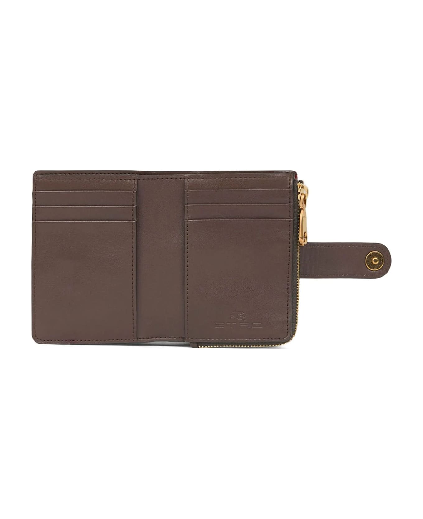 Etro Wallet In Iconic Paisley Jacquard Fabric - Brown